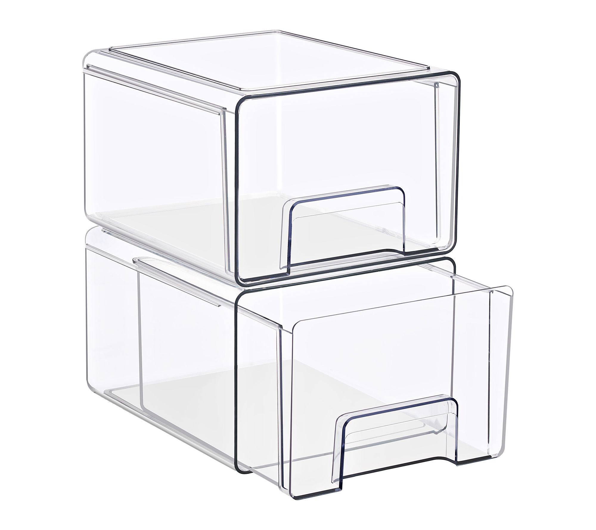 Sorbus Clear Stackable Storage Drawers with Handles - Set of 2
