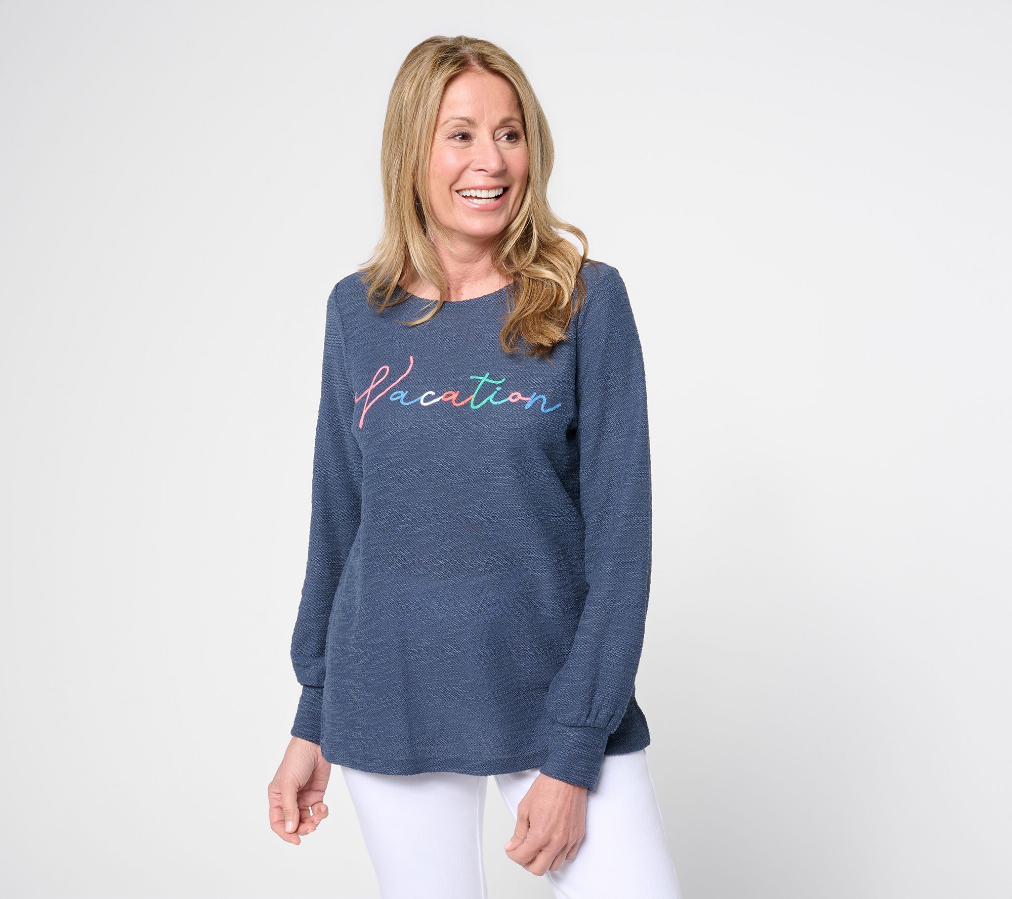"As Is" Belle Beach by Kim Gravel Sweatshirt Slub Crush Top