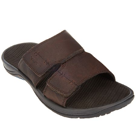 Vionic with Orthaheel Men's Orthotic Leather Slide Sandals - Jon - Page ...