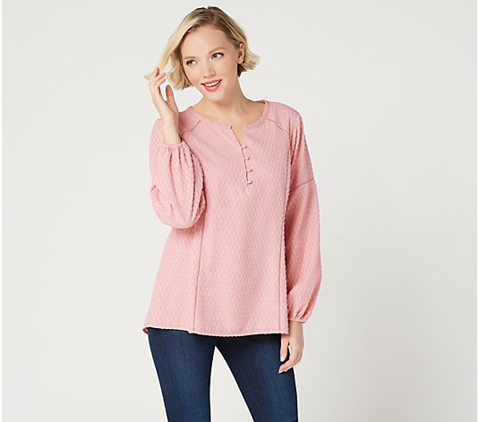 Isaac Mizrahi Live! Clip Dot Blouse with Ladder Lace Detail