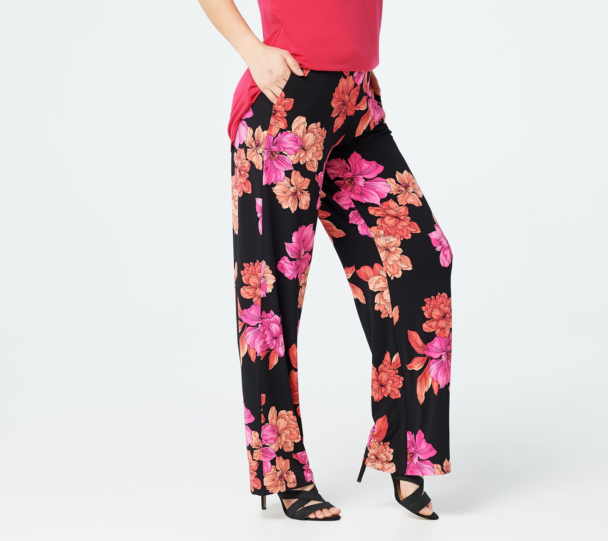 "As Is" Susan Graver Regular Printed Liquid Knit Pull-On Wide Leg Pants