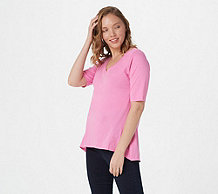  Seed to Style Organic Cotton V-Neck Top with Hi-Low Hem - A392644