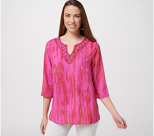 Belle by Kim Gravel Ombre Embellished Blouse