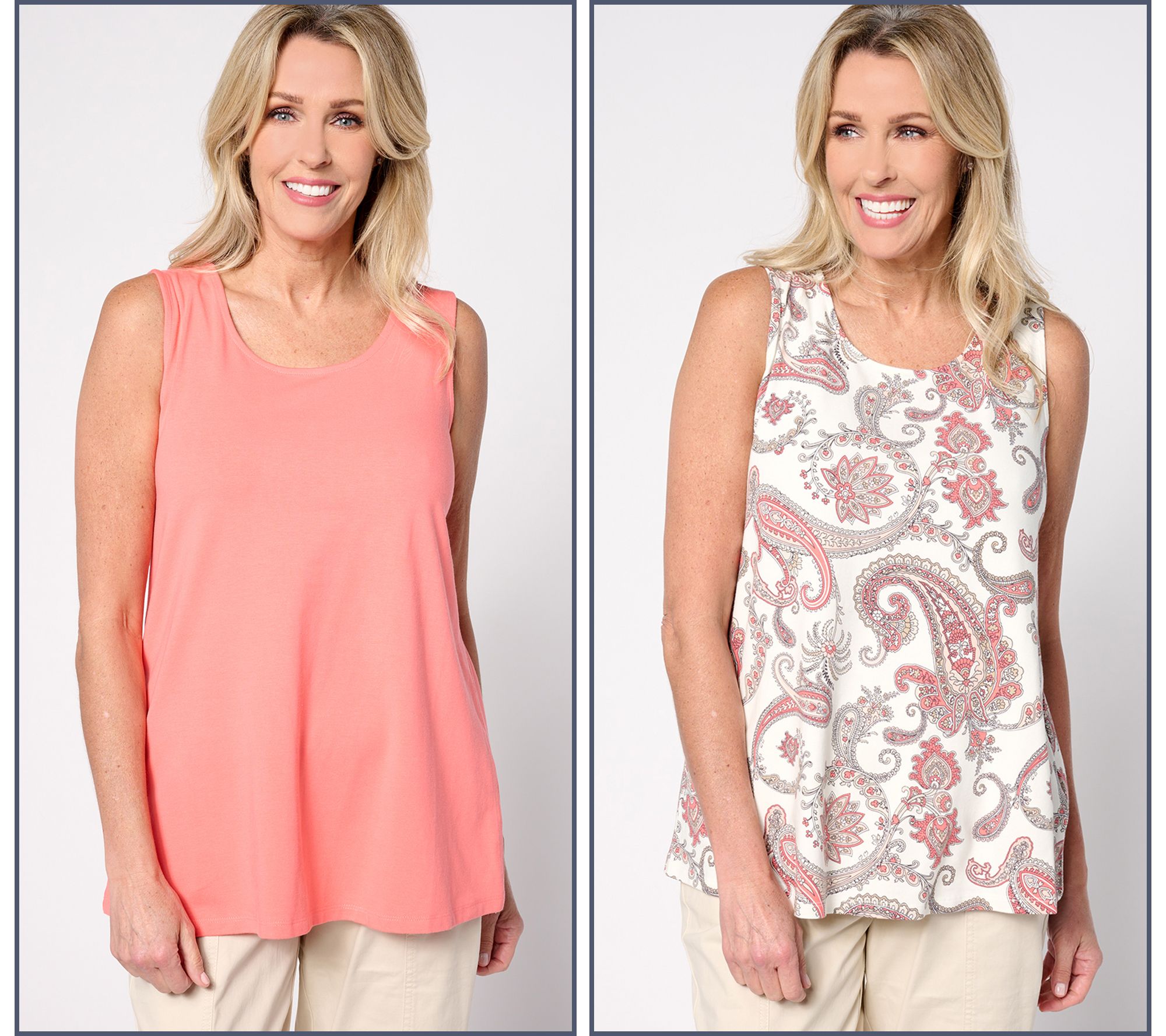 Denim & Co. Essentials Printed/Solid Jersey 2-Pack Swing