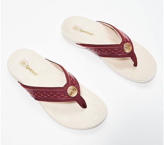 Spenco Orthotic Leather Thong Sandals - Starboard