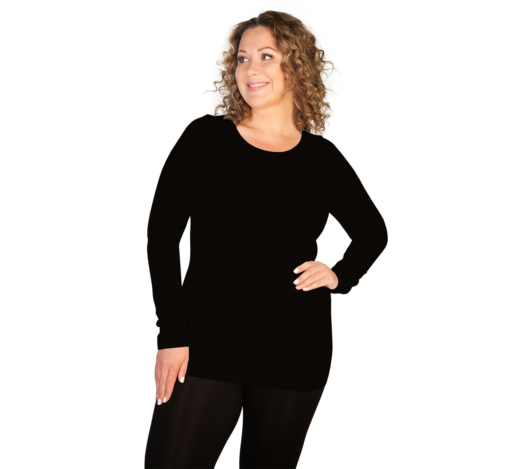 skinnytees Plus Long Sleeve Crew Neck