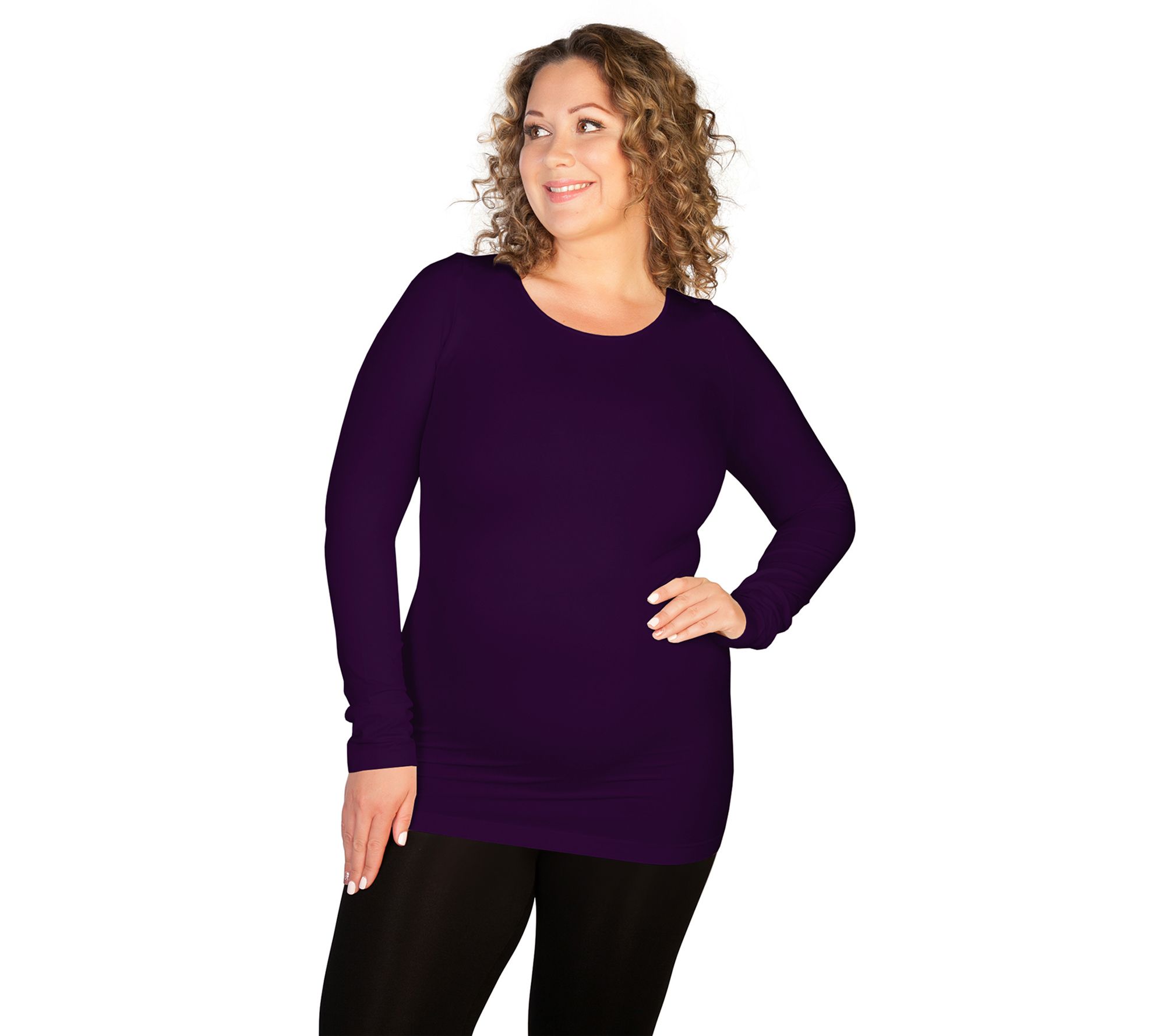 skinnytees Plus Long Sleeve Crew Neck