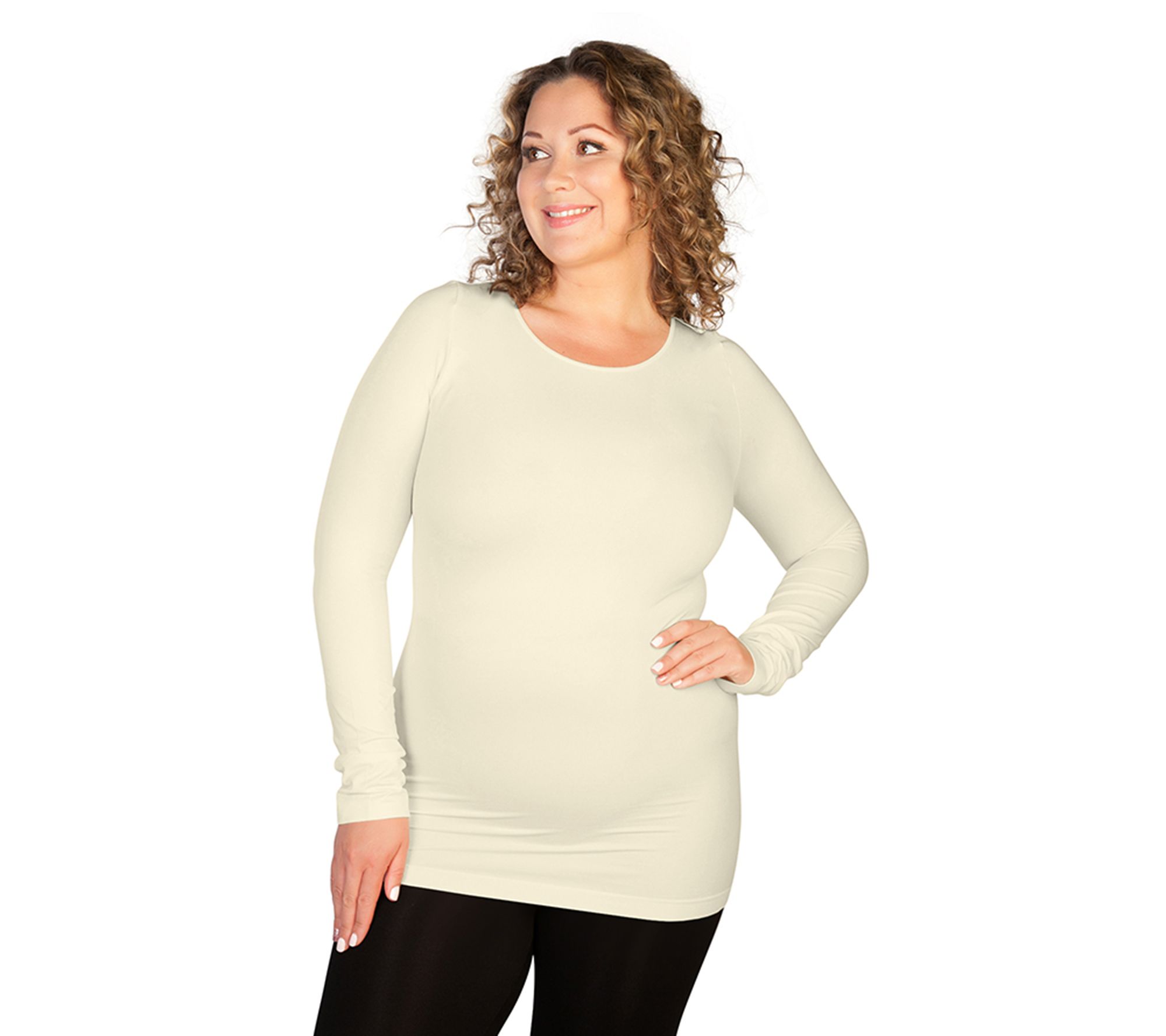 skinnytees Plus Long Sleeve Crew Neck