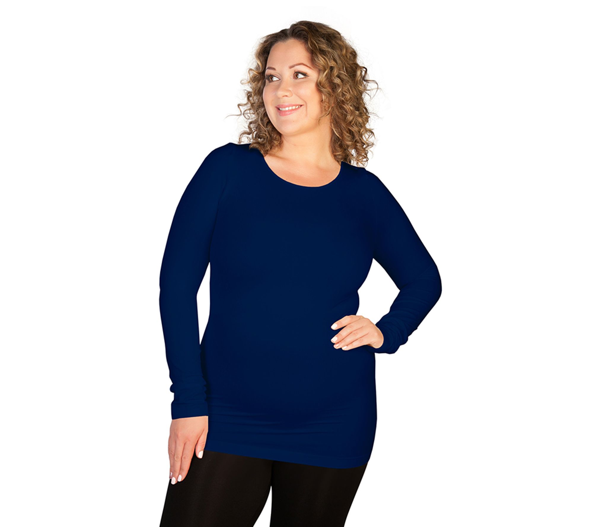 skinnytees Plus Long Sleeve Crew Neck