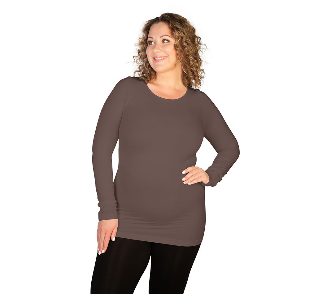 skinnytees Plus Long Sleeve Crew Neck