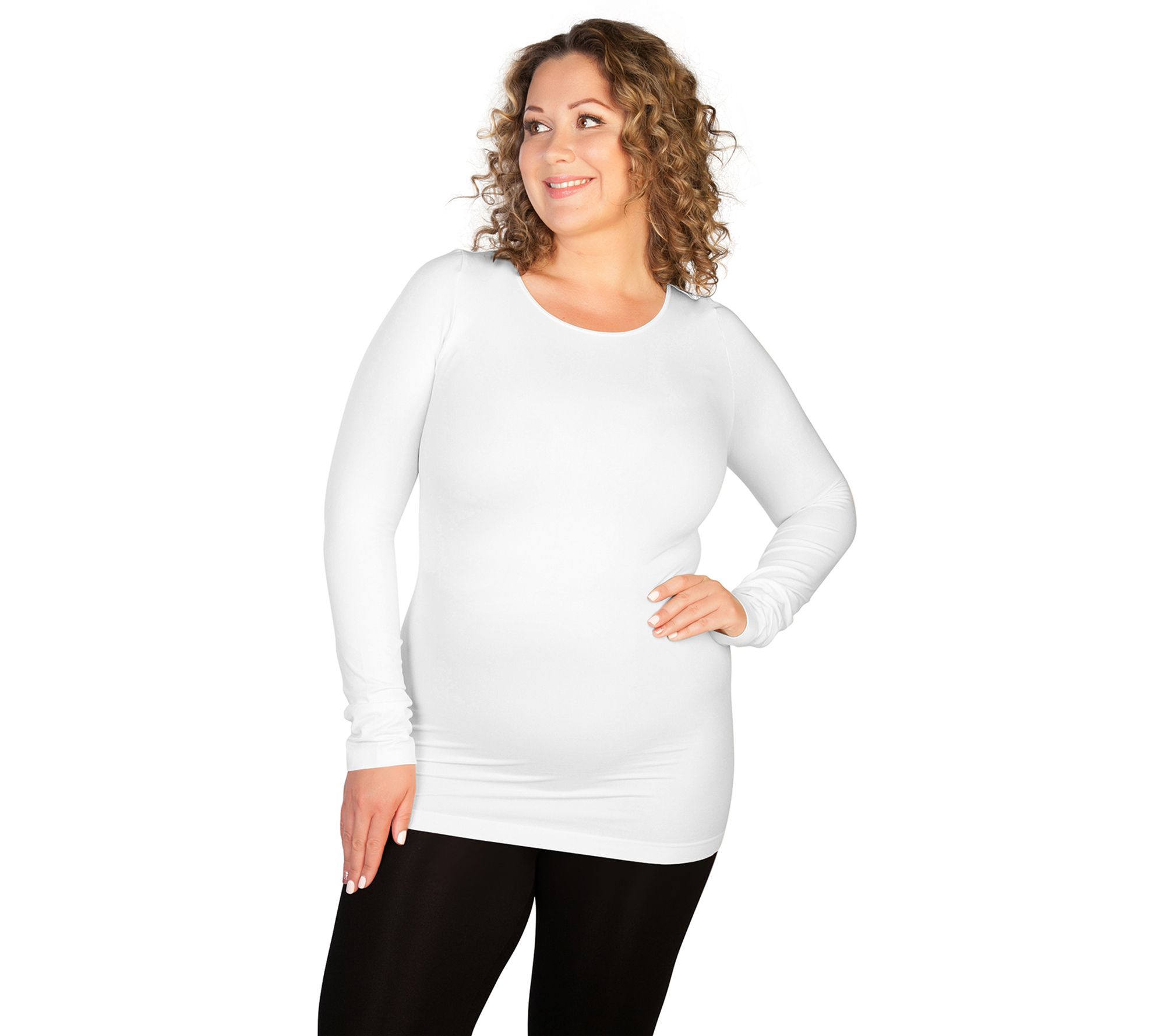 skinnytees Plus Long Sleeve Crew Neck