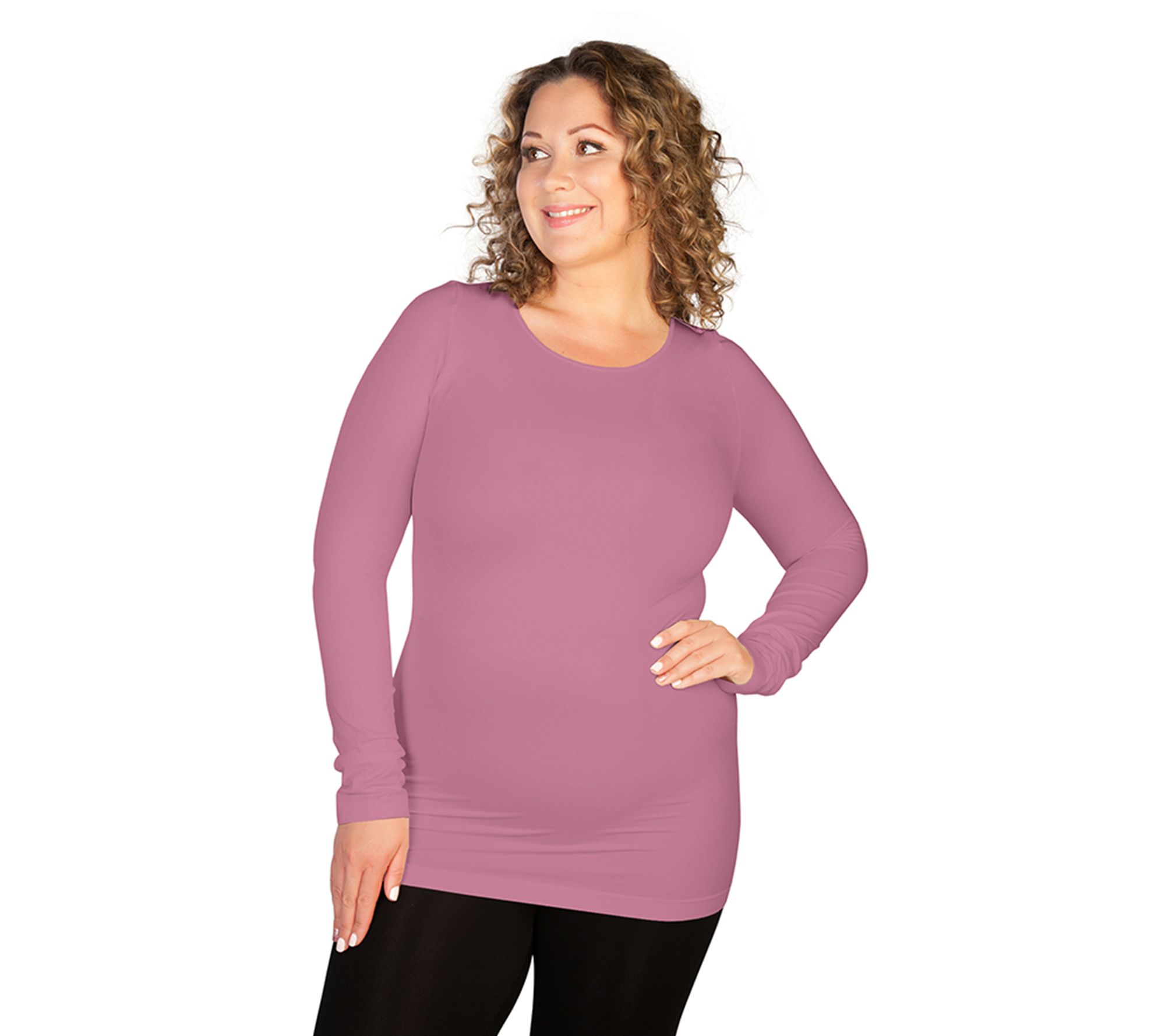 skinnytees Plus Long Sleeve Crew Neck