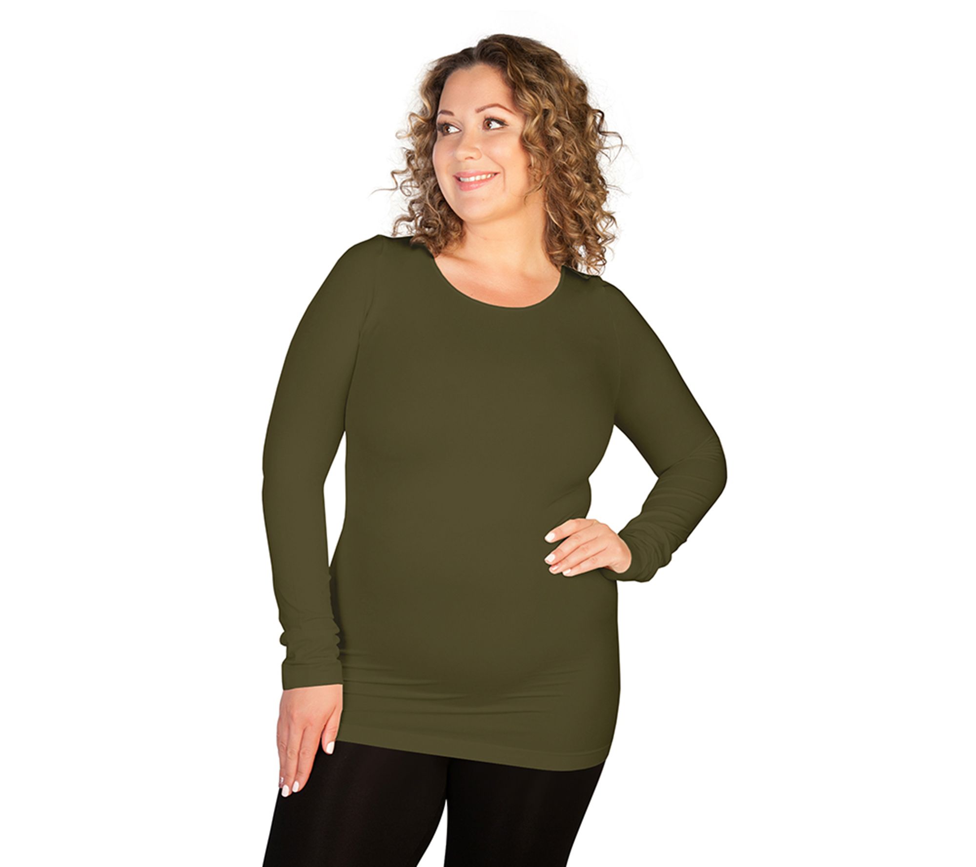 skinnytees Plus Long Sleeve Crew Neck