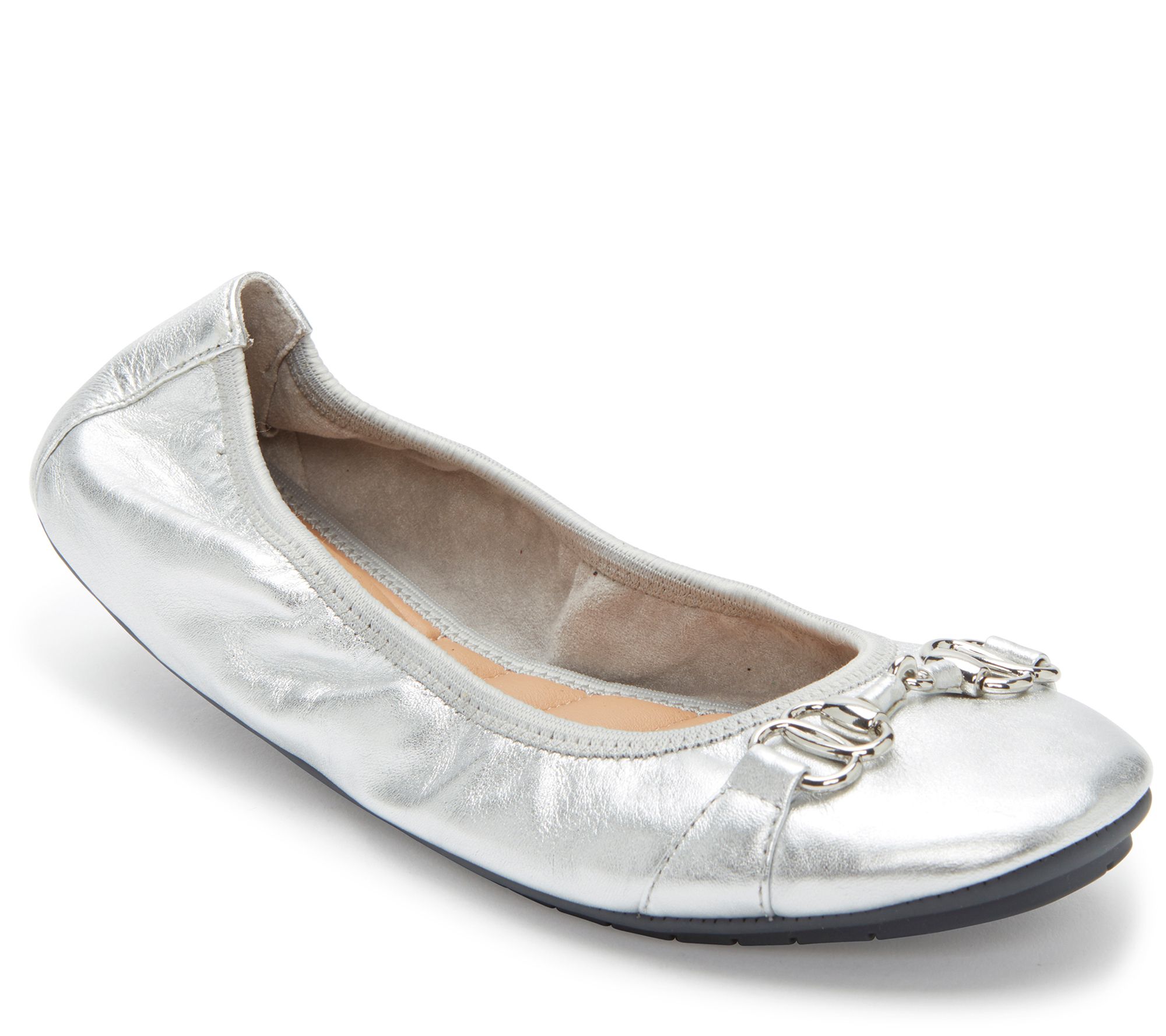 metallic leather flats