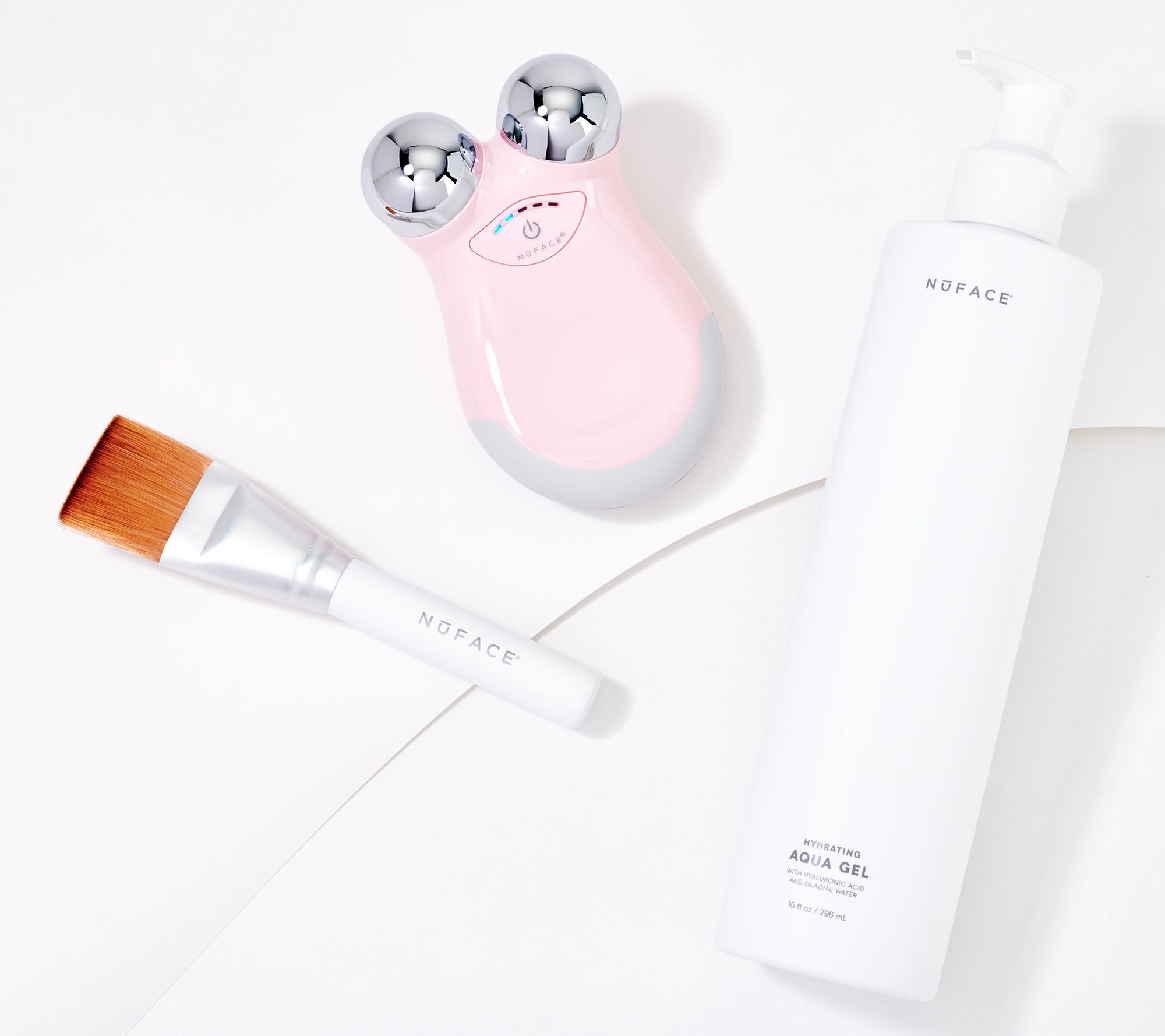 (QVC) NuFACE Mini Facial Toning Device w/10oz Aqua Gel & Brush