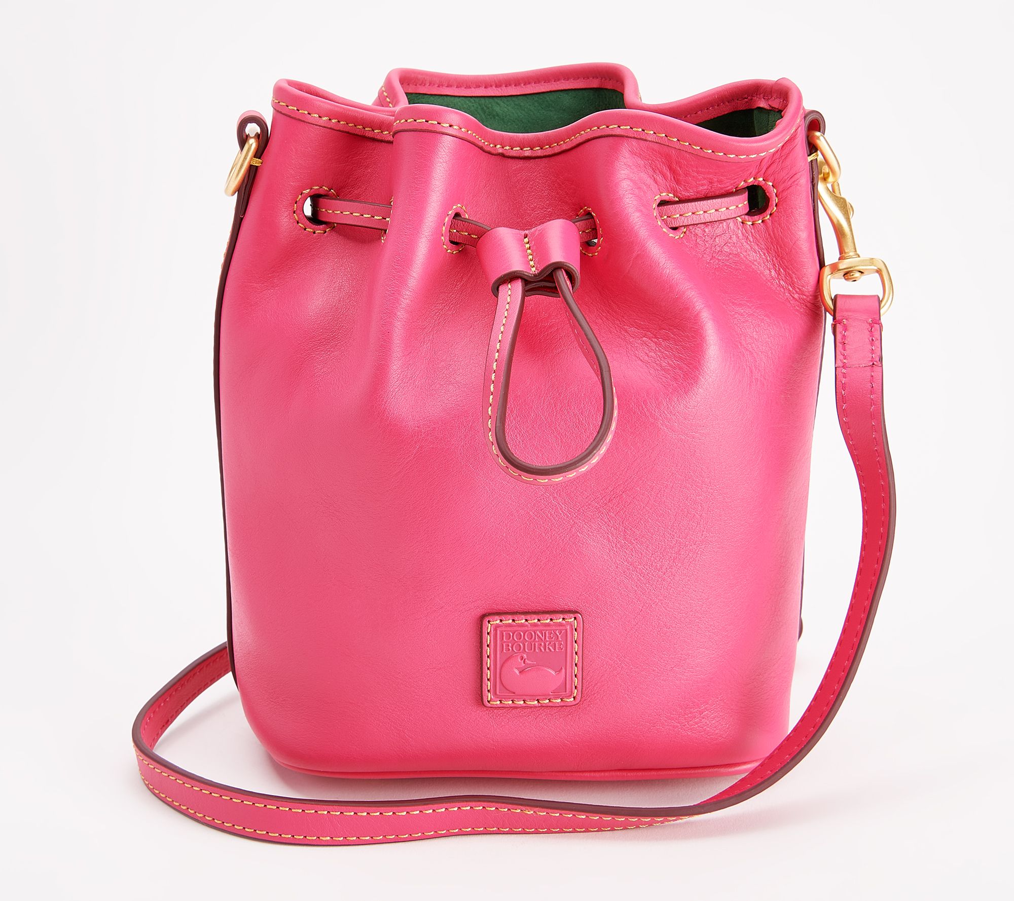 Front & Back Regular Lips n Hearts Bucket Bag w/Genuine Leather Trim Personalized