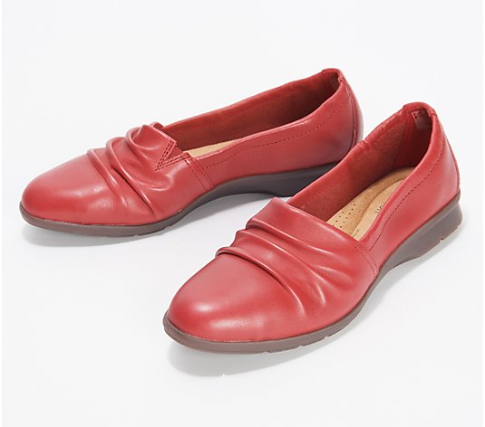 Clarks Collection Rouched Slip-Ons - Jenette Ruby