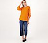 Denim & Co. Jersey Round Neck Full Sleeve Curved Hem Top, 2 of 3