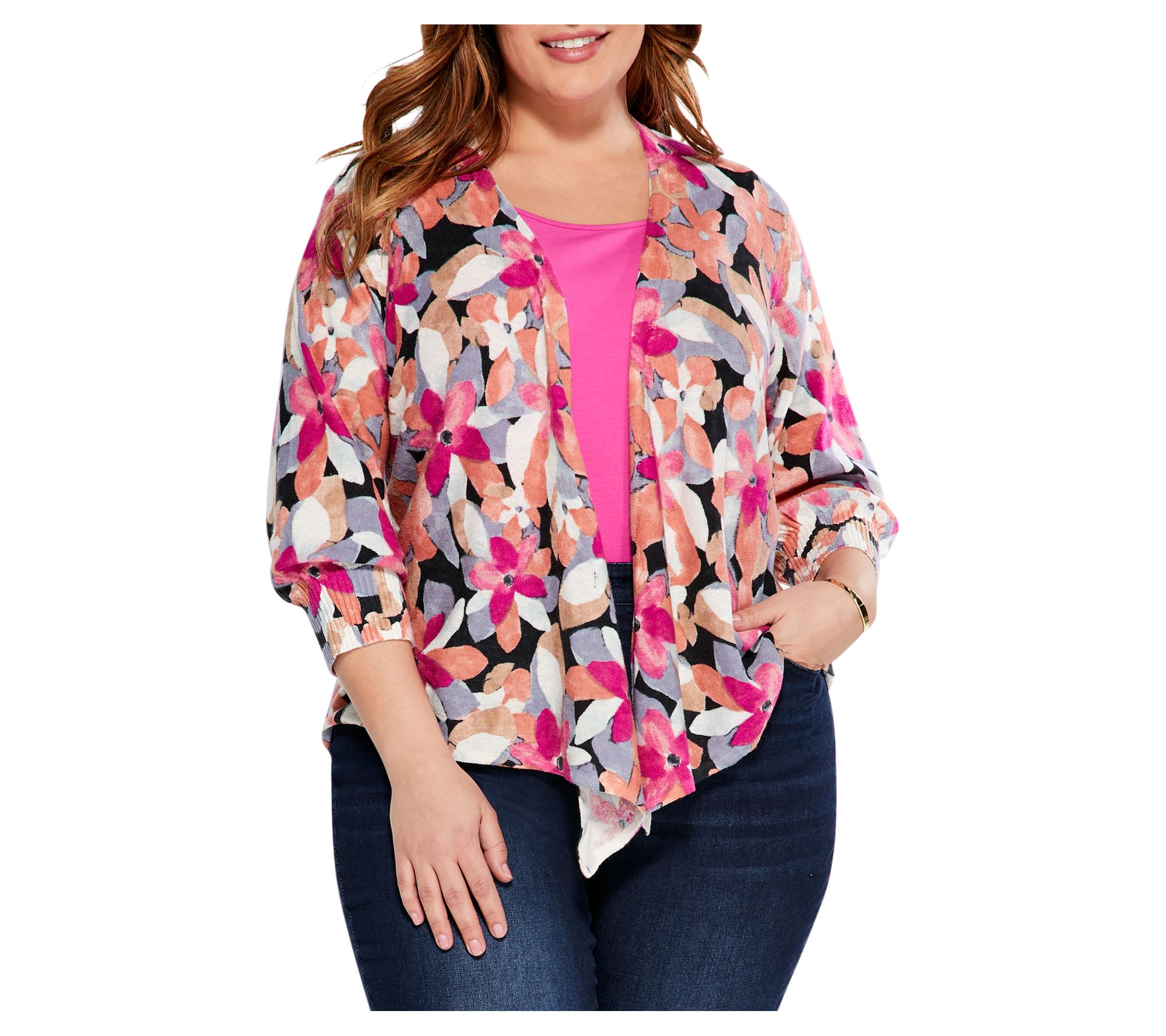 Nic+Zoe Plus Glowing Petals 4-Way Cardigan