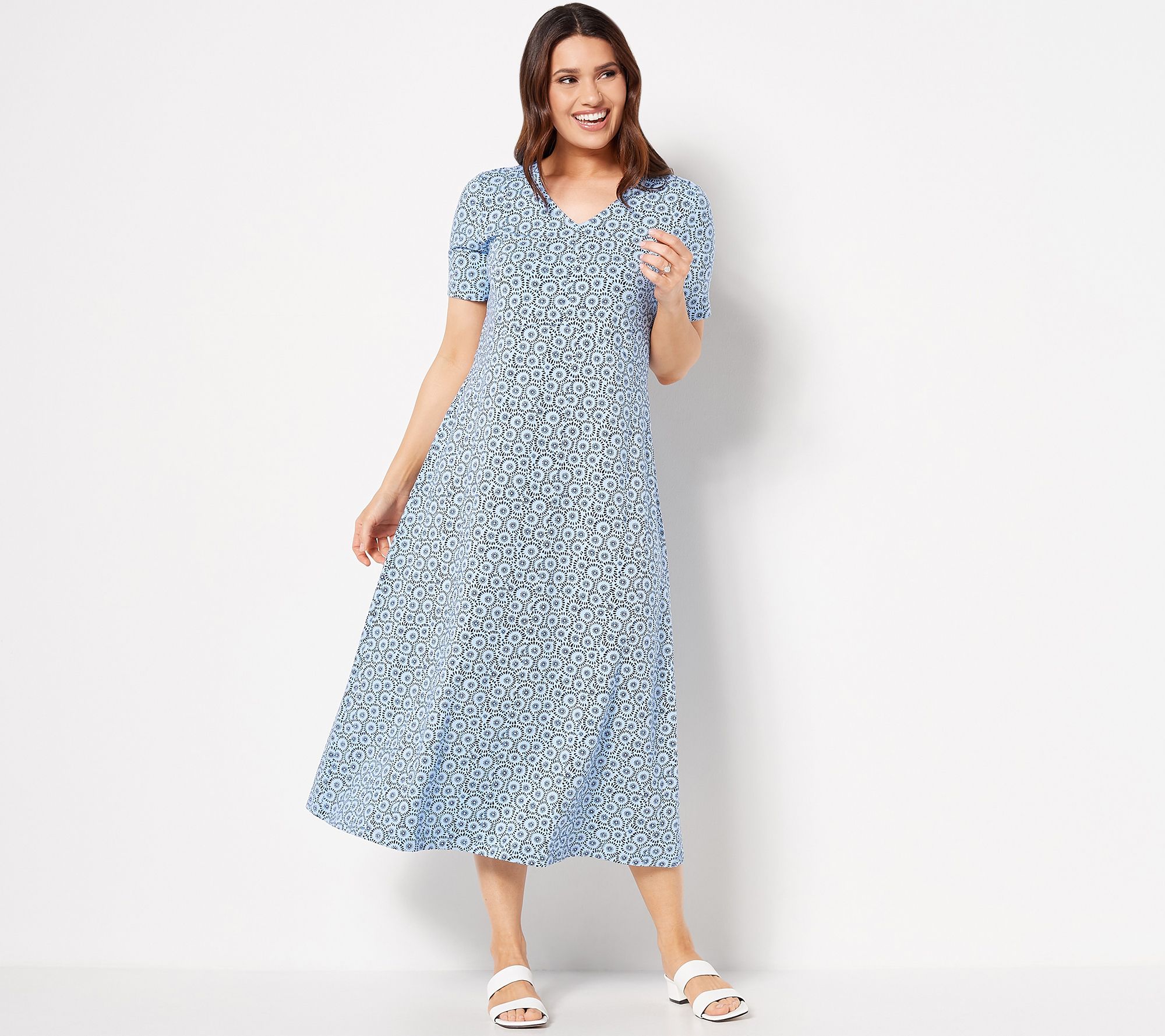 "As Is" Joan Rivers Petite Printed Knit Midi Dress