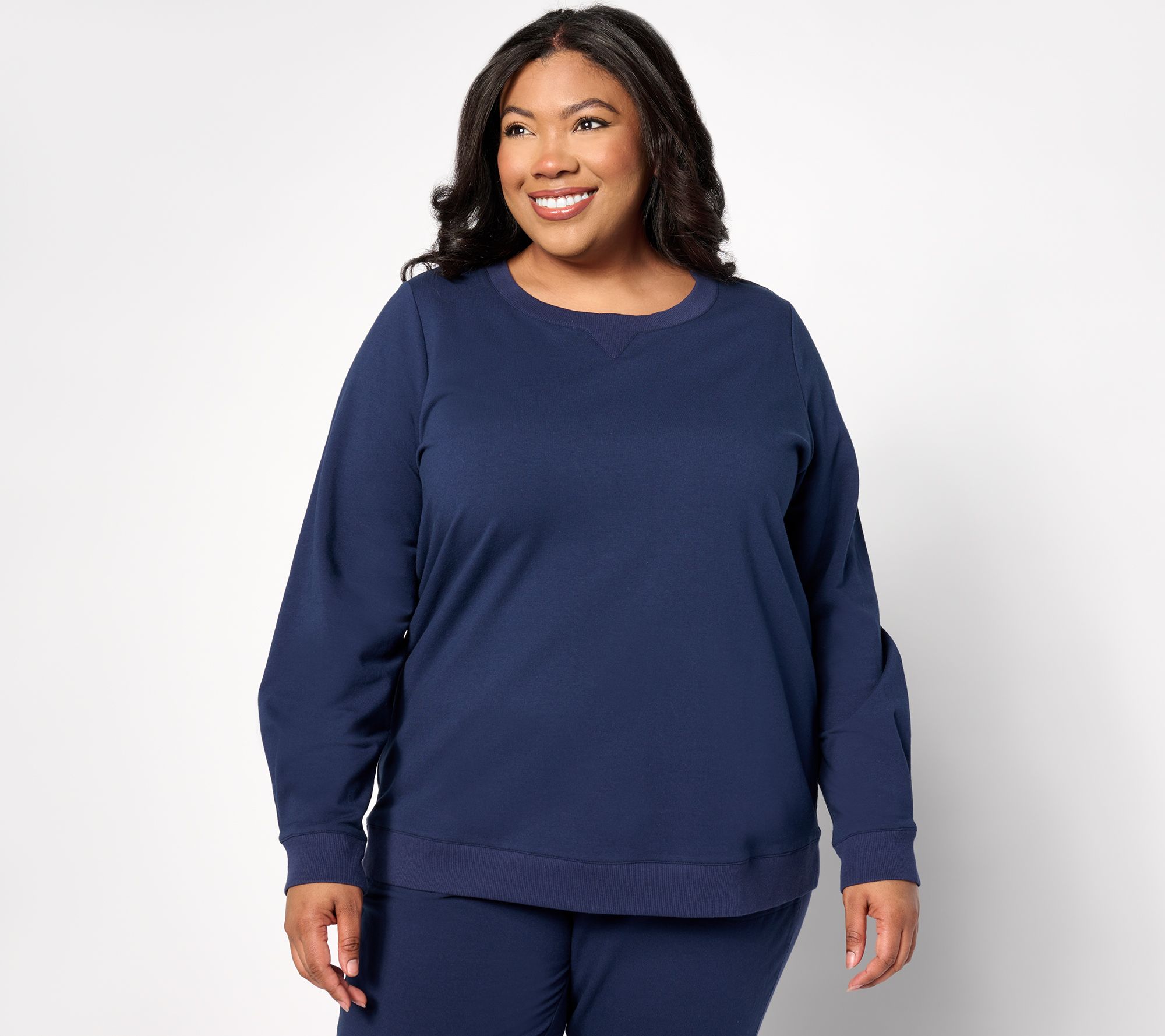 Denim & Co. Active French French Terry Pleat Sleeve Pullover