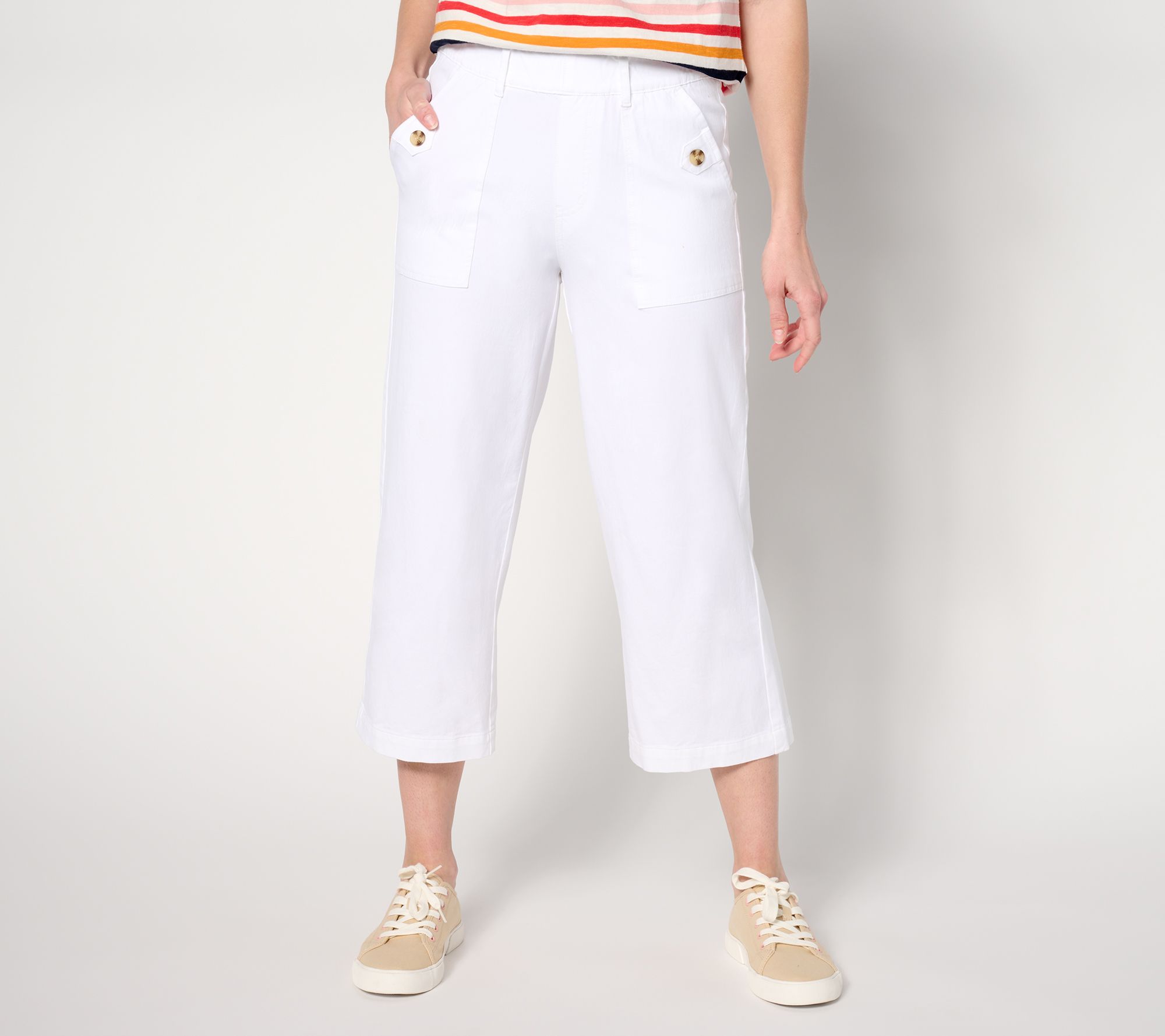 AnyBody Tall All-Stretch Twill Wide Leg Cropped Pants
