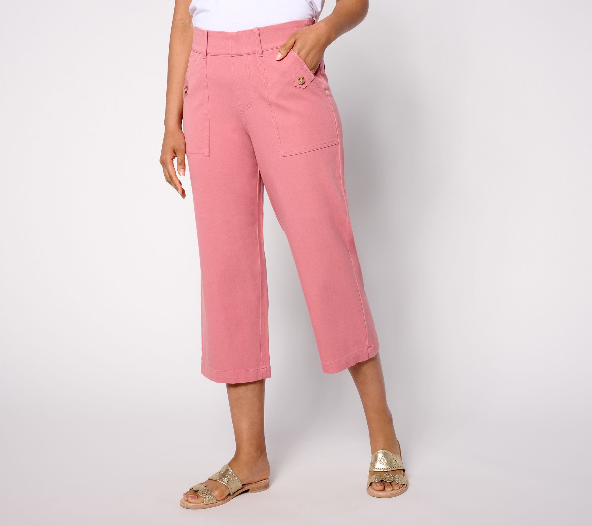 AnyBody Tall All-Stretch Twill Wide Leg Cropped Pants
