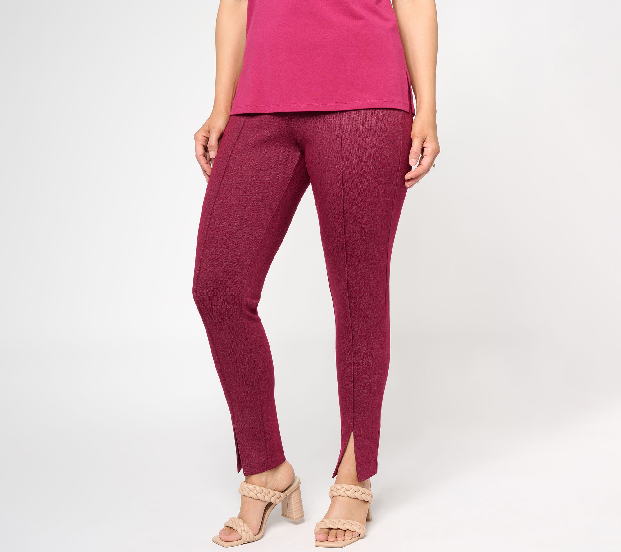 "As Is" Isaac Mizrahi Live! Regular Printed Ponte Pull On Slim Pant