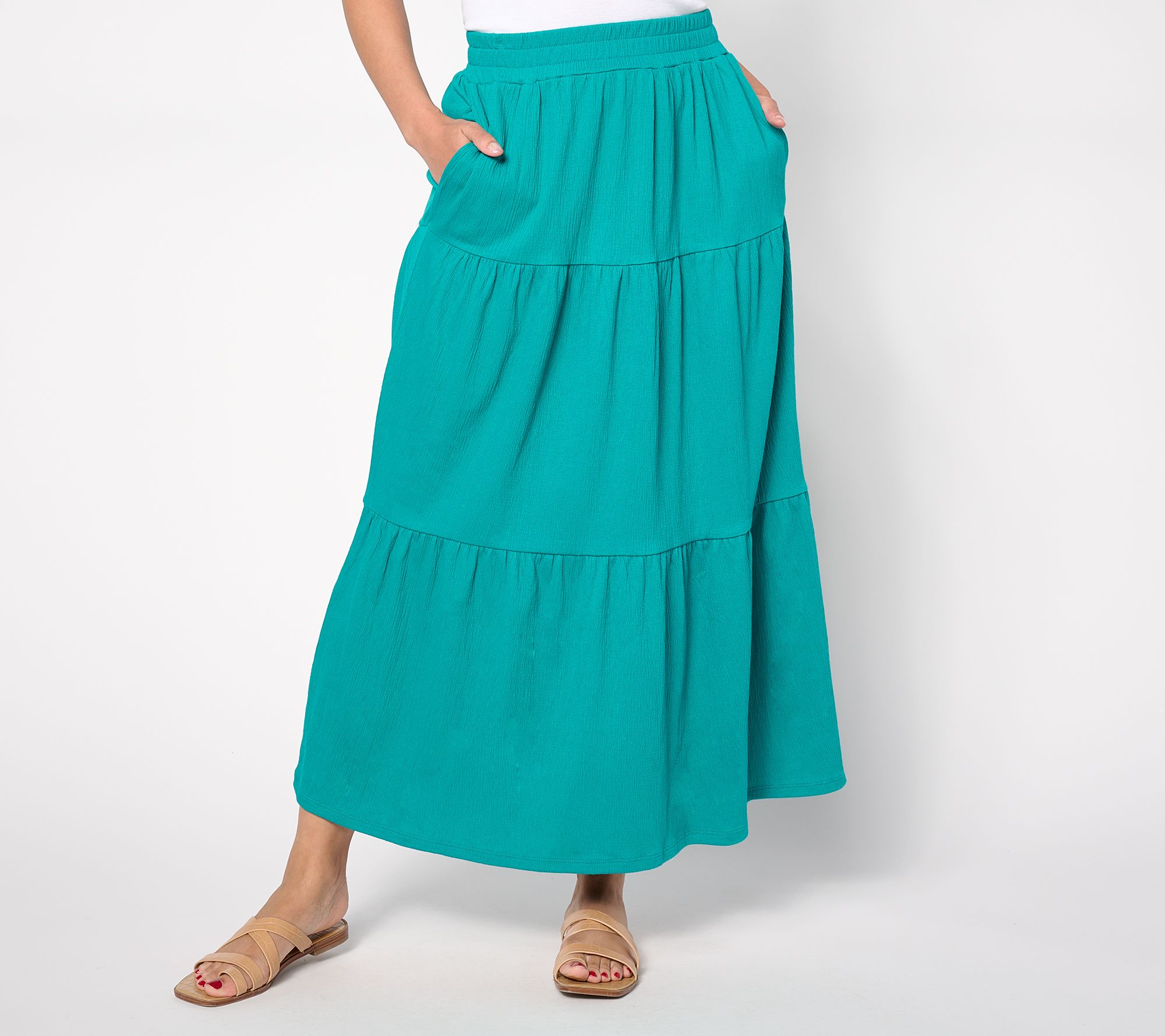 Belle by Kim Gravel Packabelle Tiered Maxi Skirt - QVC.com