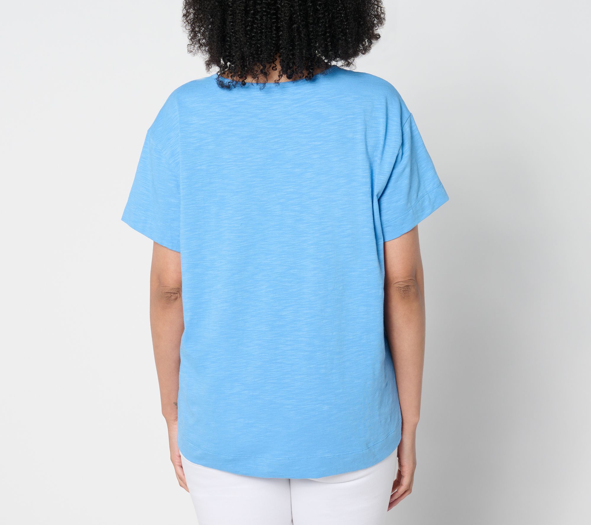 Denim & Co. Essentials Textured Knit Relaxed Short Sleeve