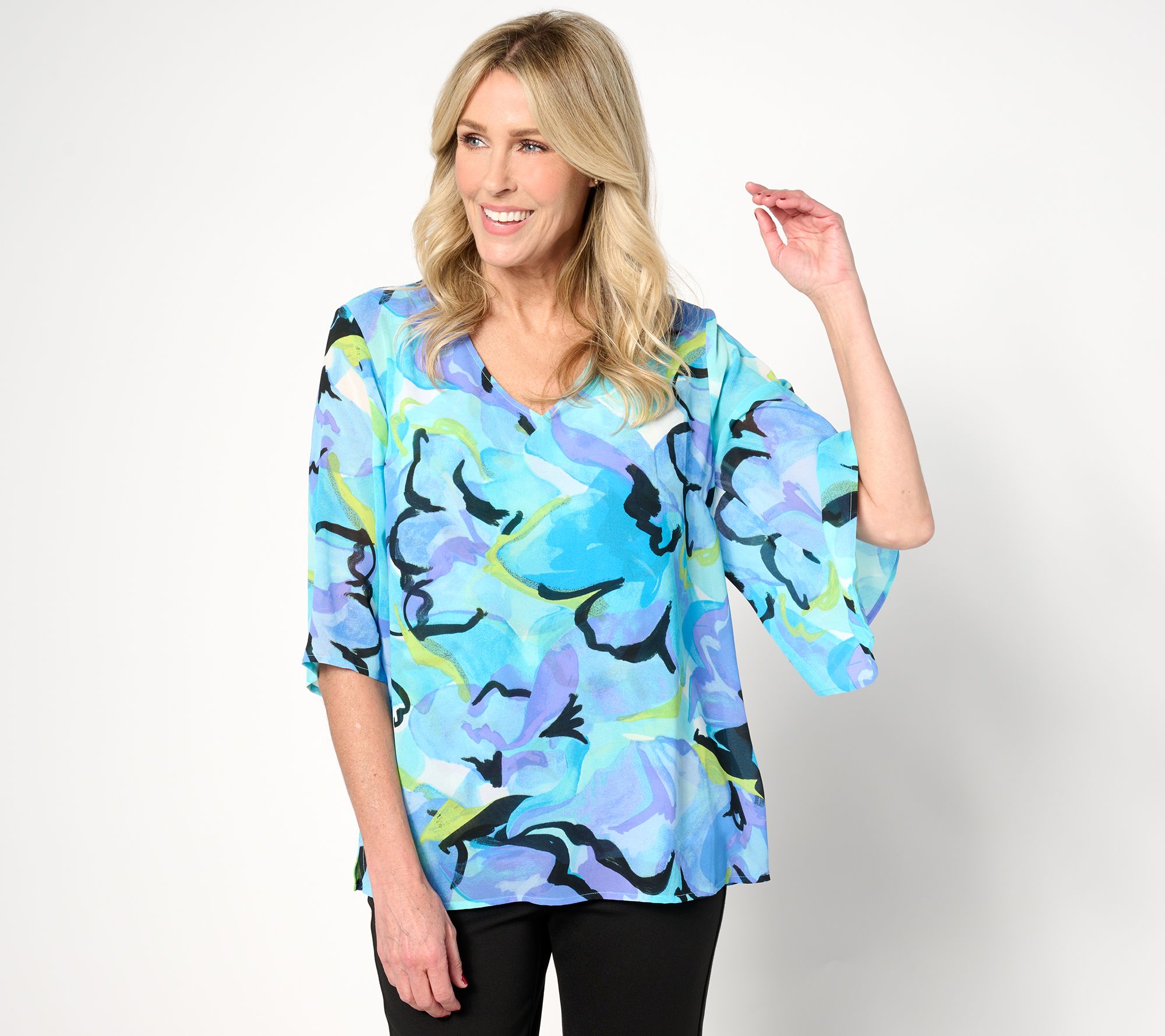 "As Is" Belle by Kim Gravel Blooms at Brunch Double Chiffon Blouse