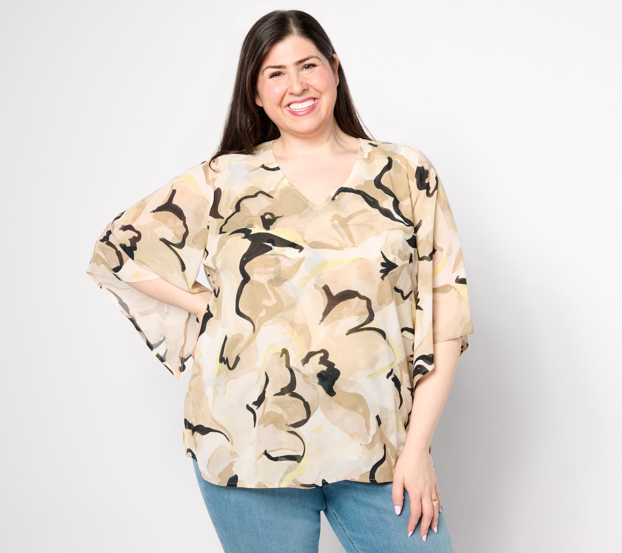 "As Is" Belle by Kim Gravel Blooms at Brunch Double Chiffon Blouse