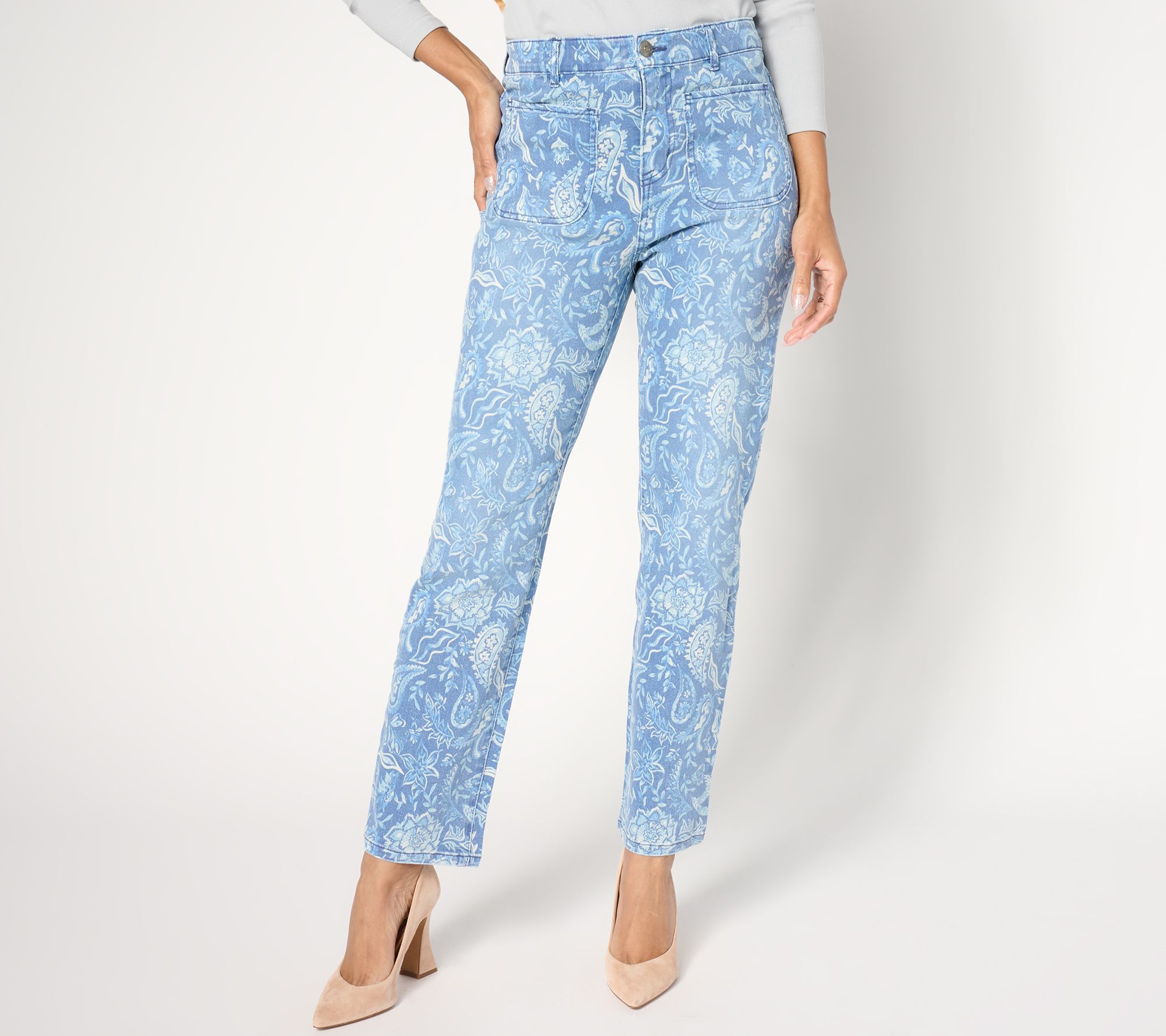 LOGO by Lori Goldstein Regular Printed Straight Leg Jeans
