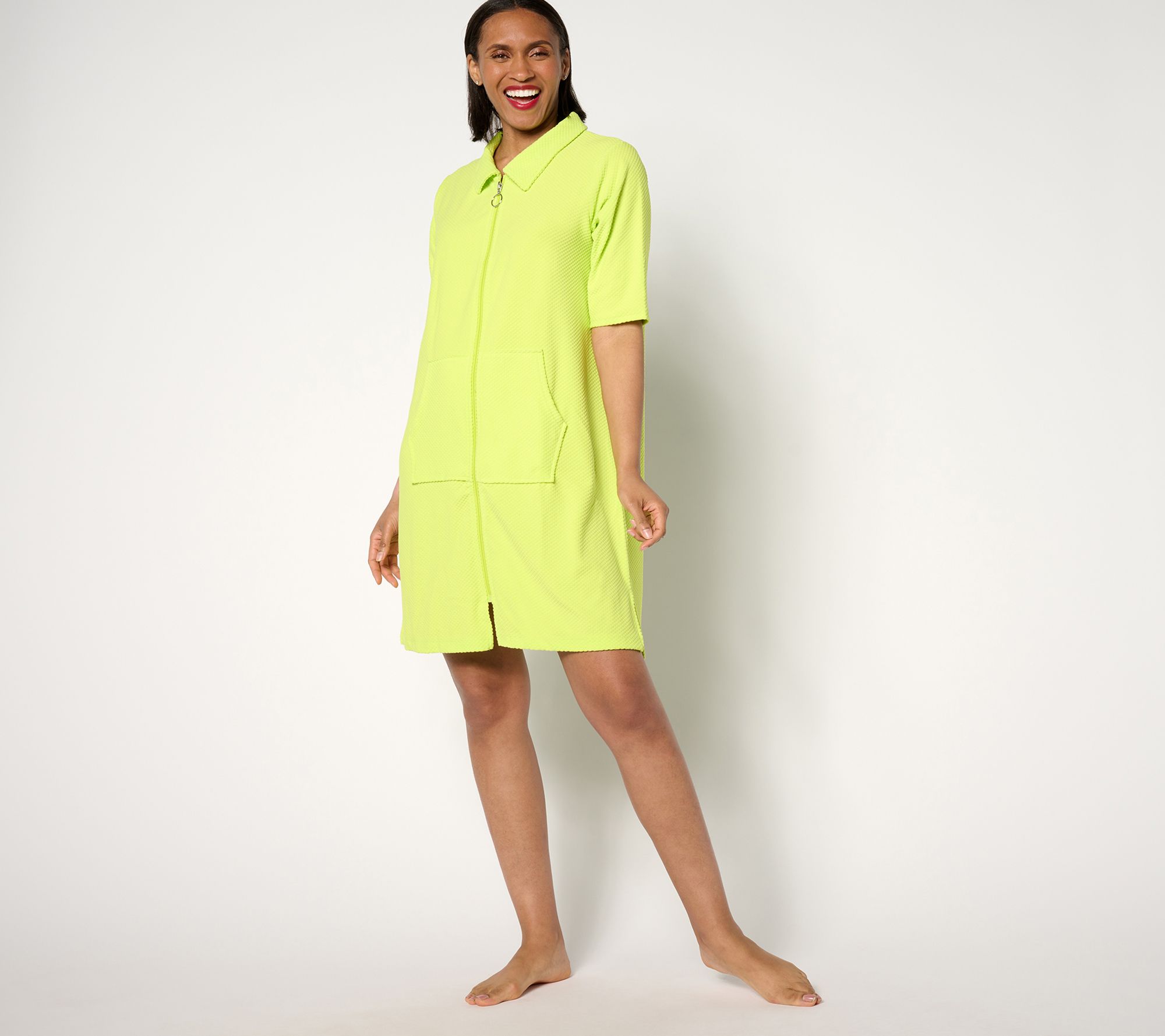 "As Is" Stan Herman Checkered Waffle Zip Up Lounger