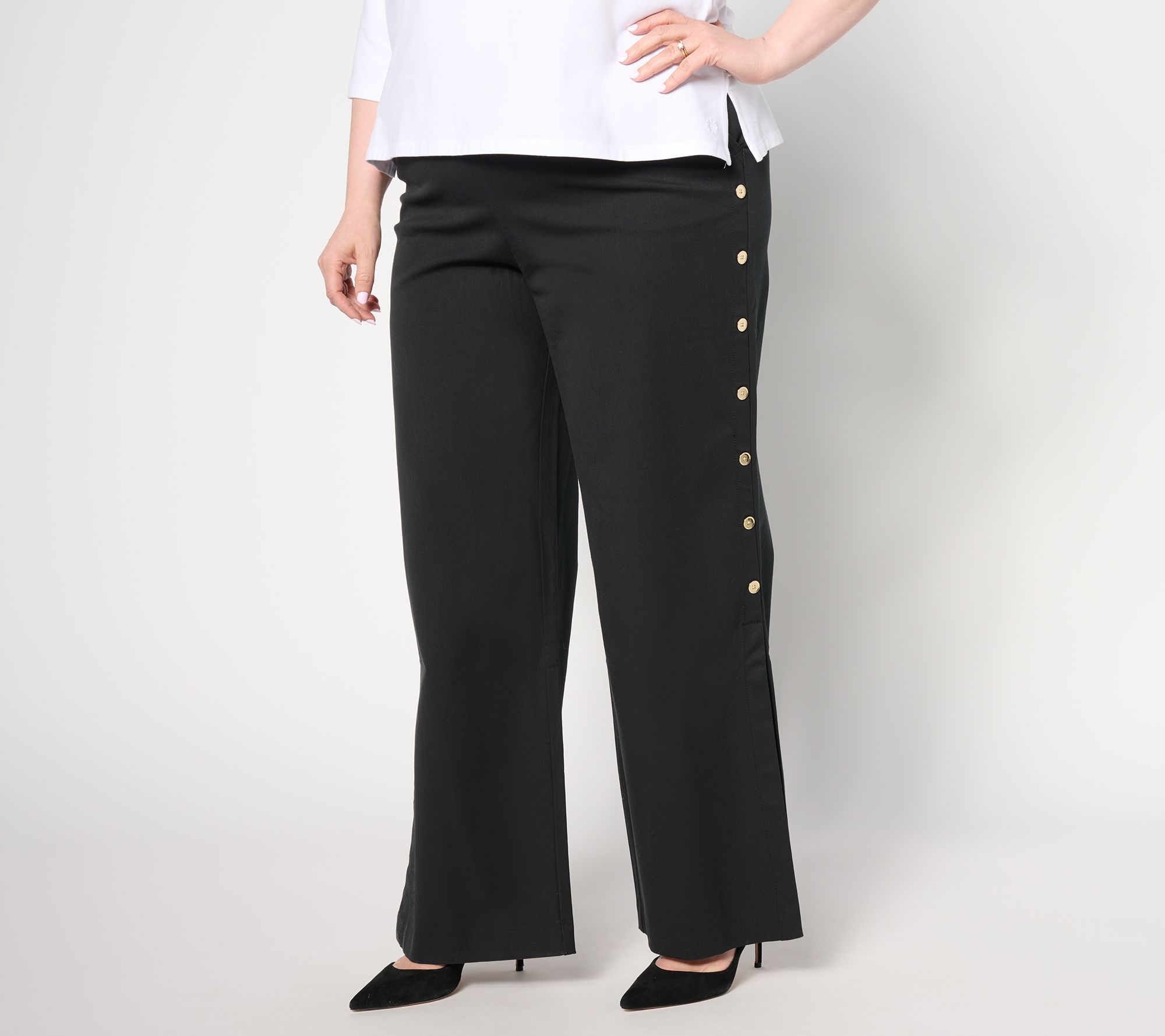"As Is" Isaac Mizrahi Live! Regular 24/7 Stretch Wide Leg Pants