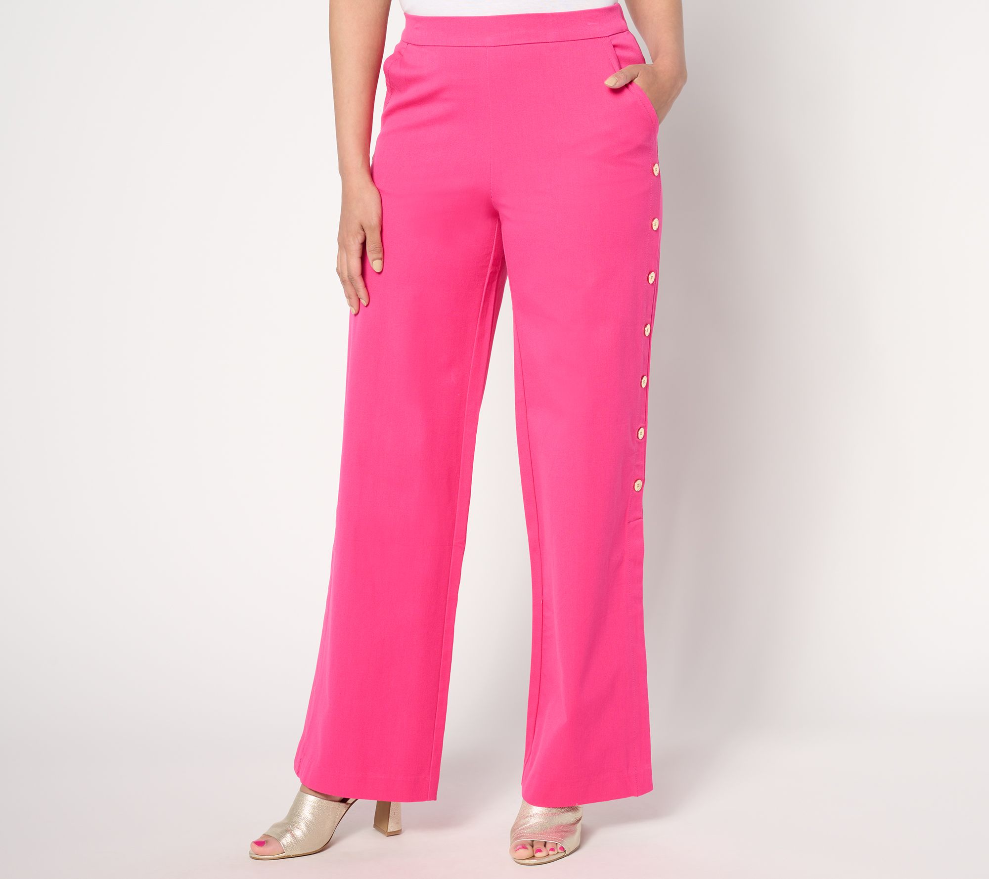 "As Is" Isaac Mizrahi Live! Regular 24/7 Stretch Wide Leg Pants