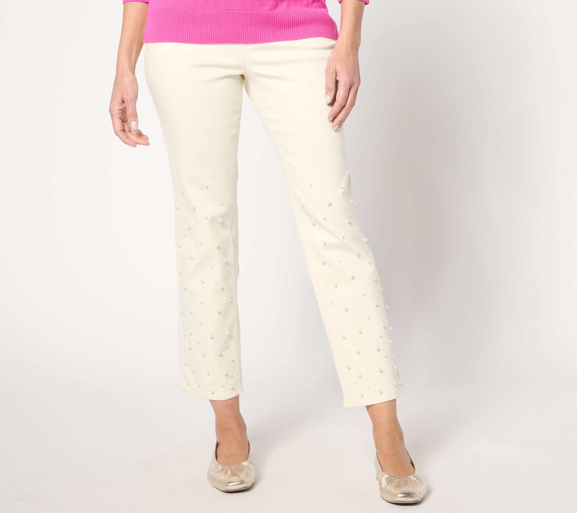 "As Is" Isaac Mizrahi Live! Tall True Denim Straight Ankle Jeans w/Faux