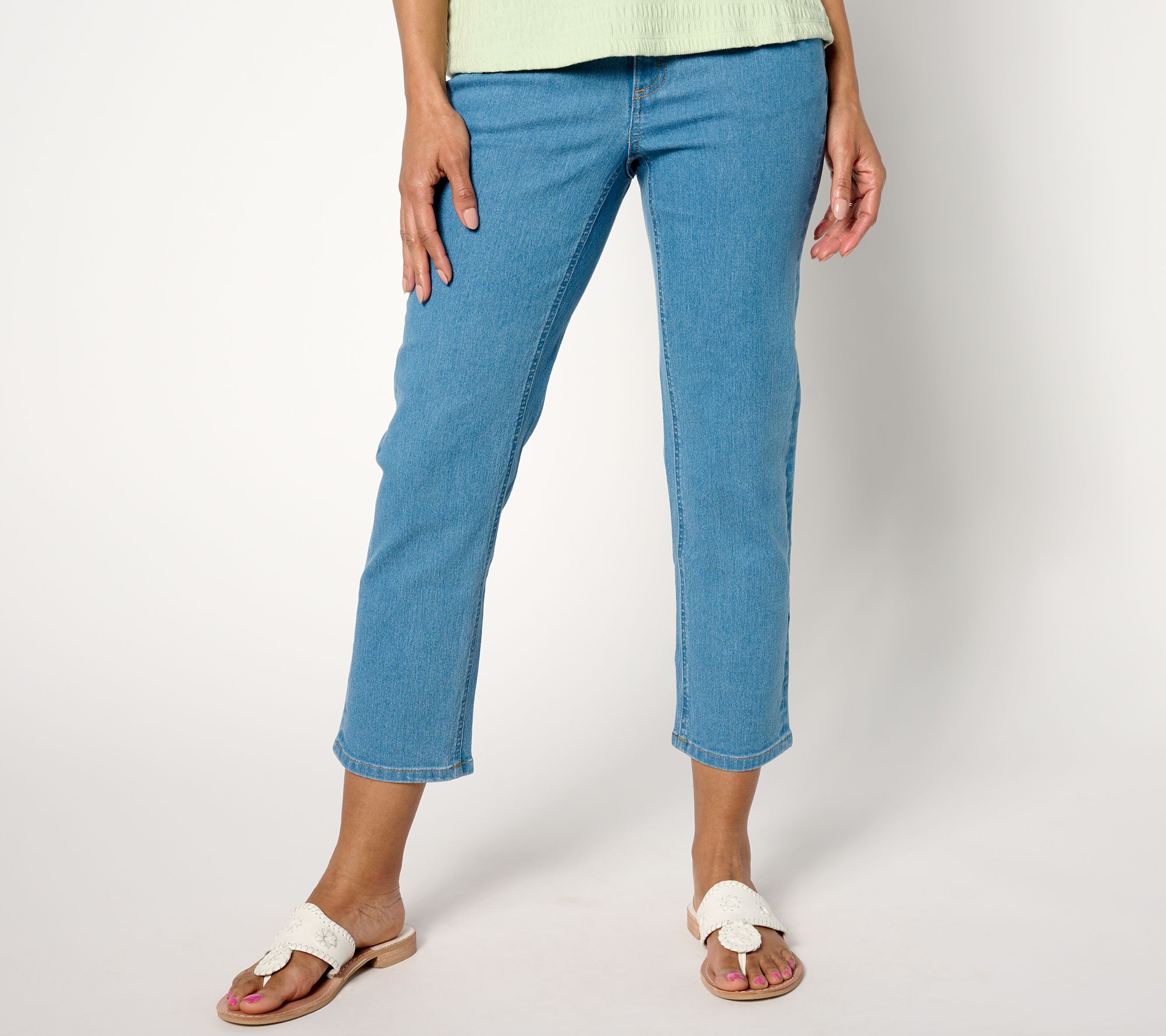"As Is" Denim & Co. Petite Indigo Straight Leg Cropped Jean - QVC