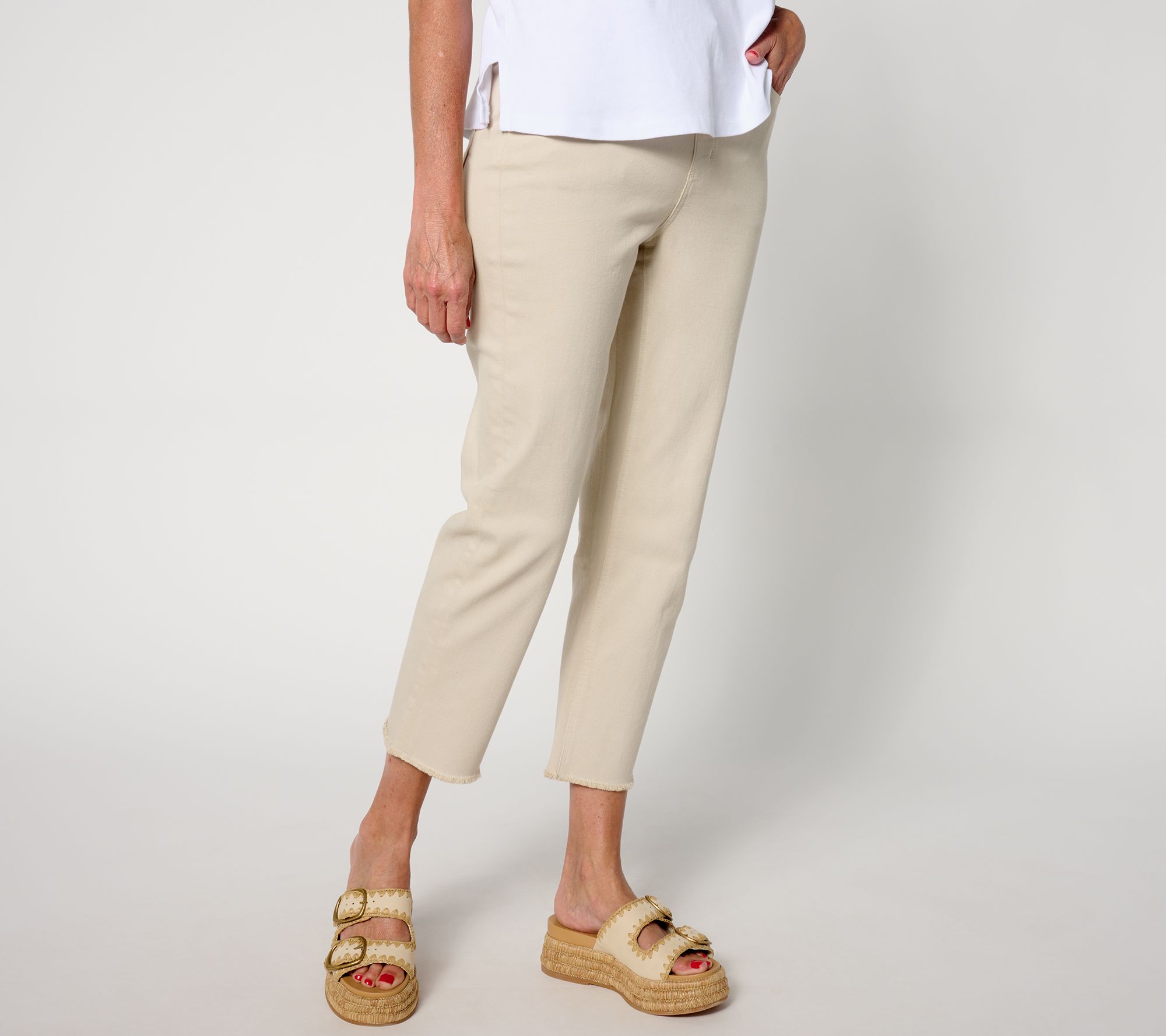 "As Is" Denim & Co. Easy Stretch Straight Leg Crop Pants