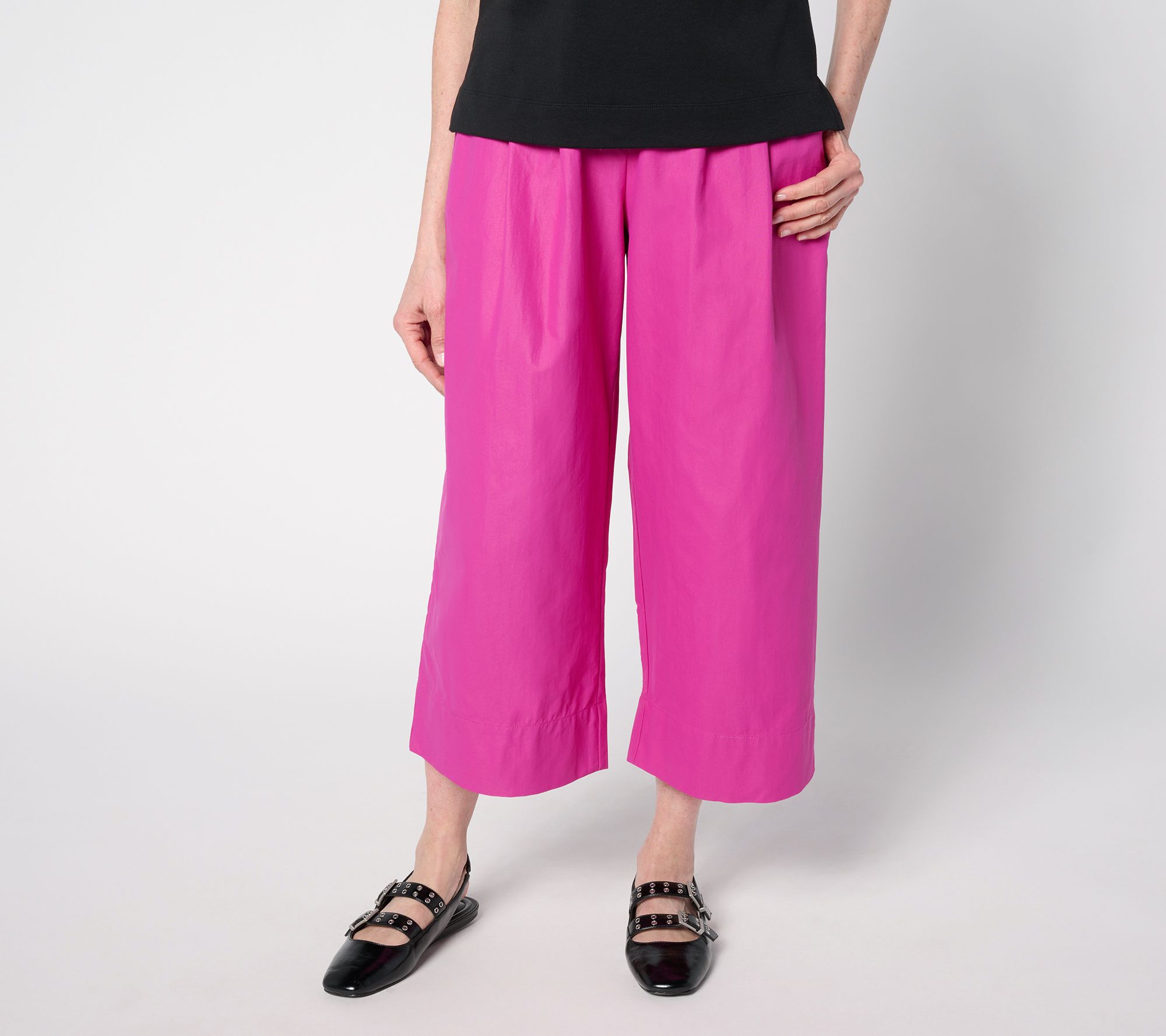 Carla Rockmore Collection Regular Wide- Leg Taffetta Crop Pants