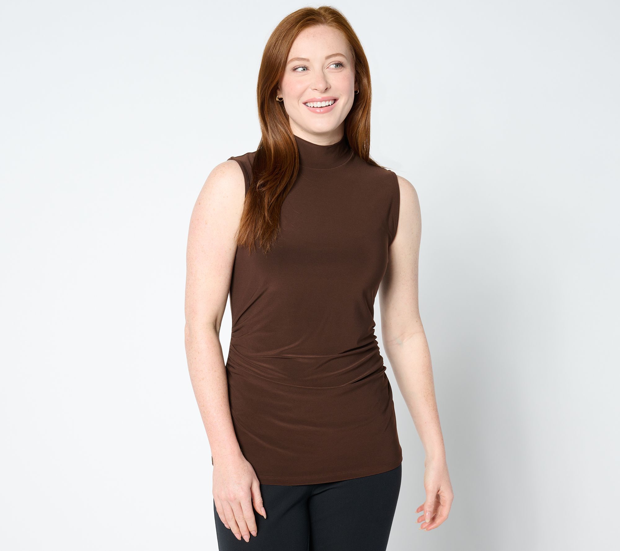 "As Is" Dennis Basso Mock Neck Top with Waist Shirring