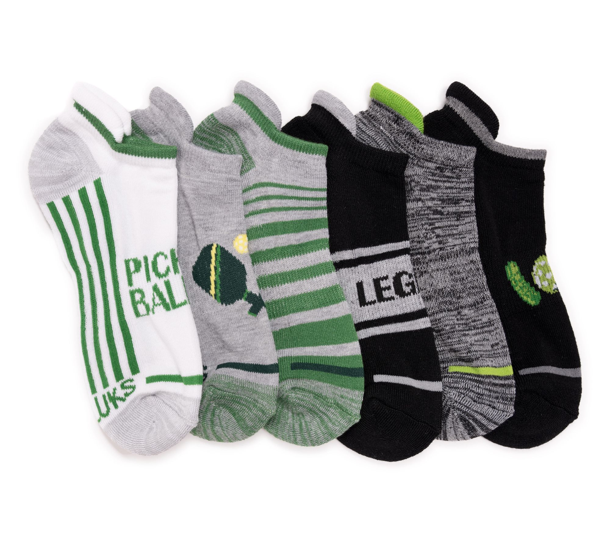 MUK LUKS Men's Set of 6 Pickleball Ankle Socks