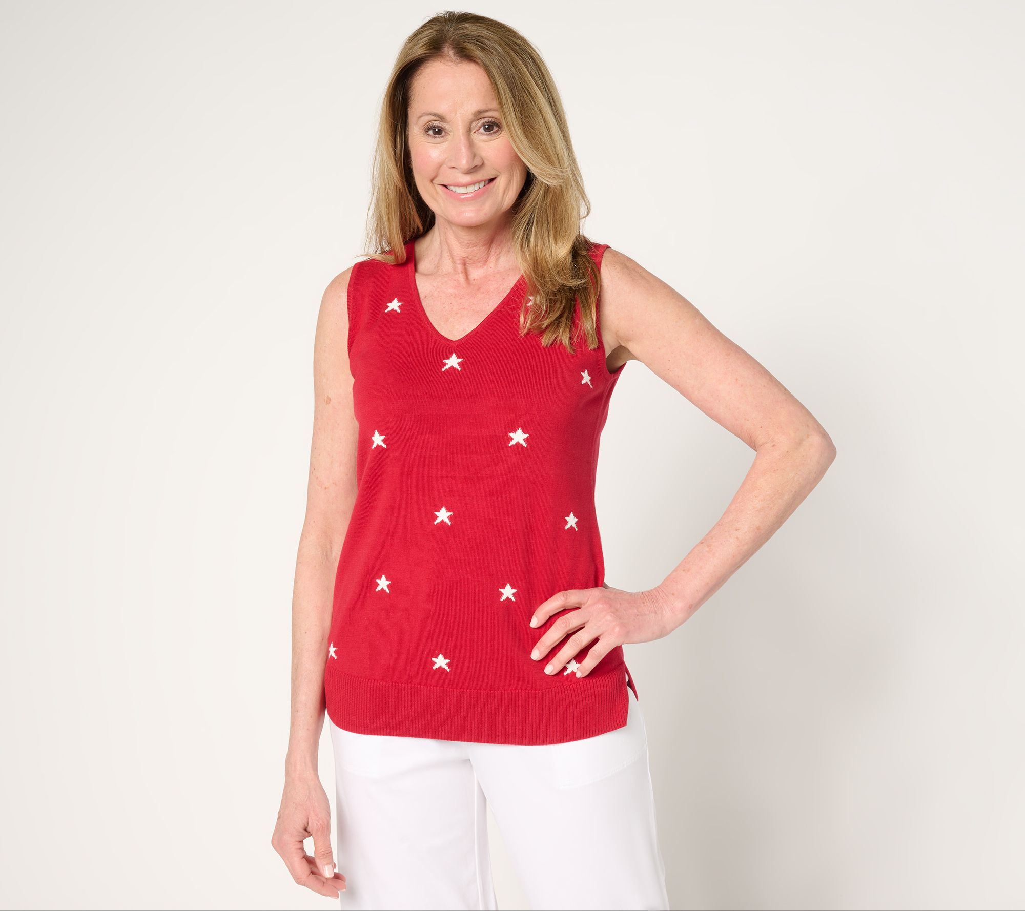 Belle by Kim Gravel V-Neck Mini Stars Sweater Tank