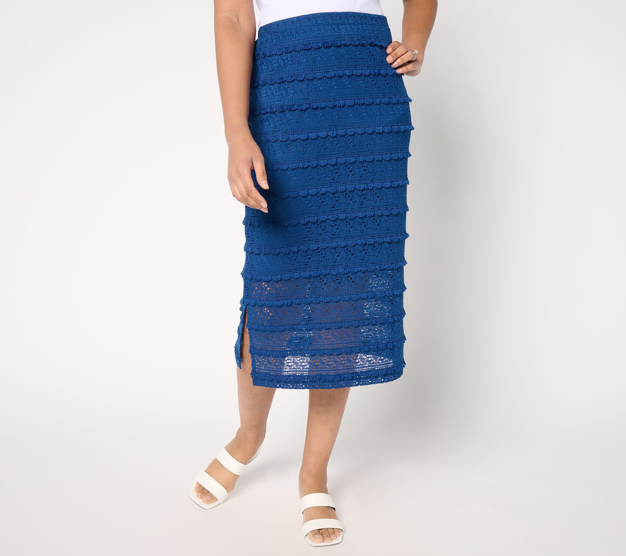 Susan Graver Soleil Regular Novelty Knit Midi Skirt