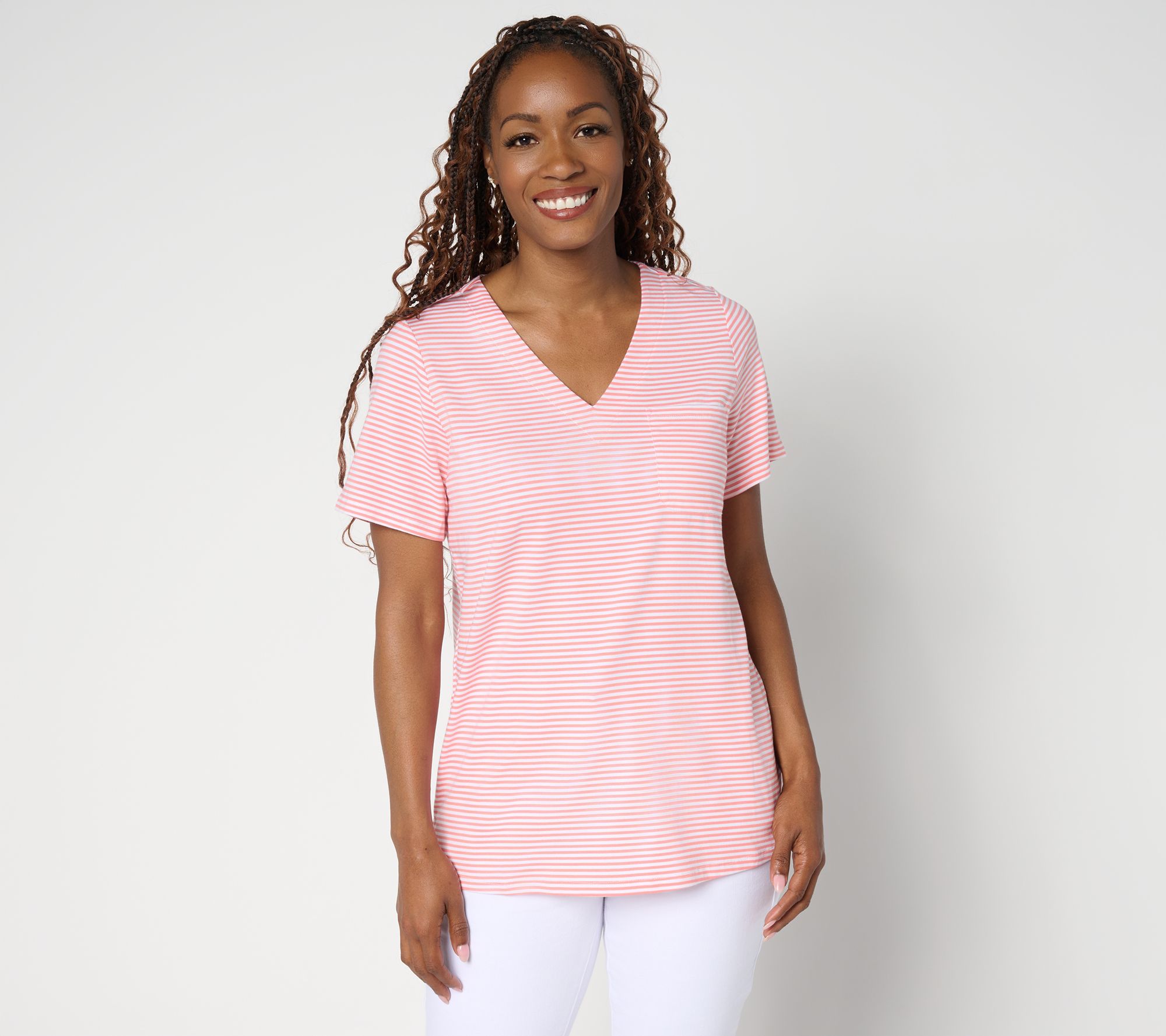 Belle by Kim Gravel Primabelle Knit Mini Stripe Weekender Top