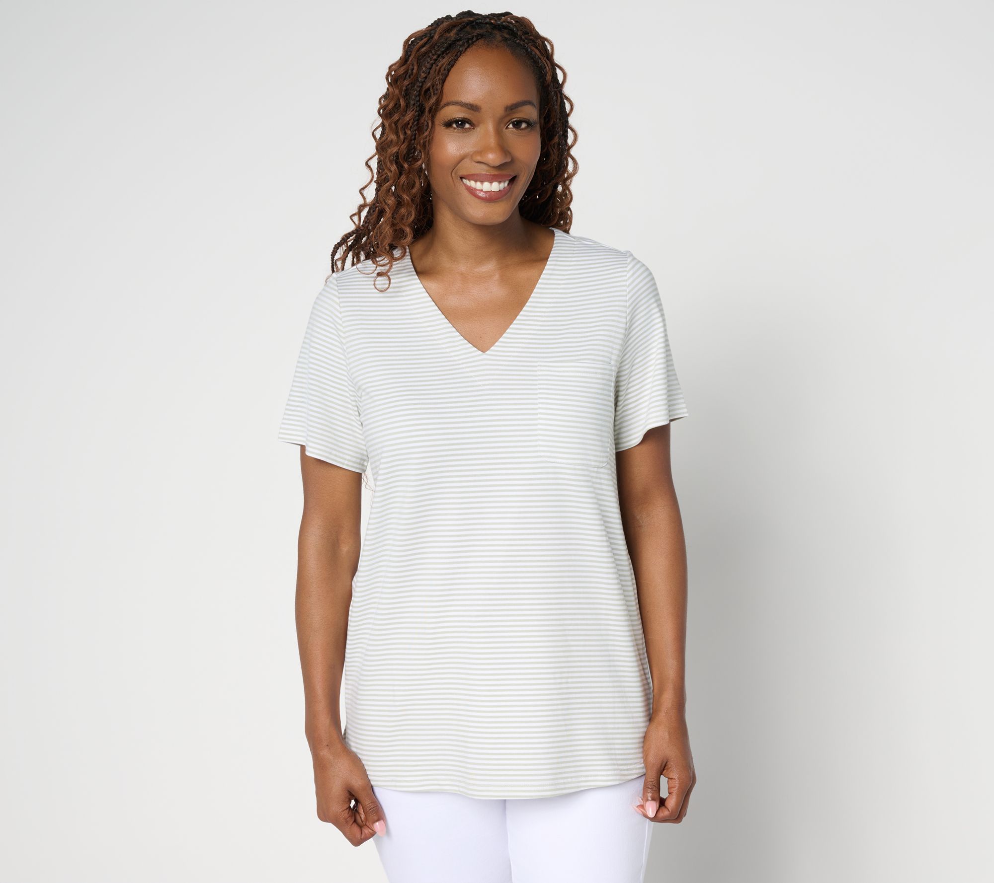 Belle by Kim Gravel Primabelle Knit Mini Stripe Weekender Top