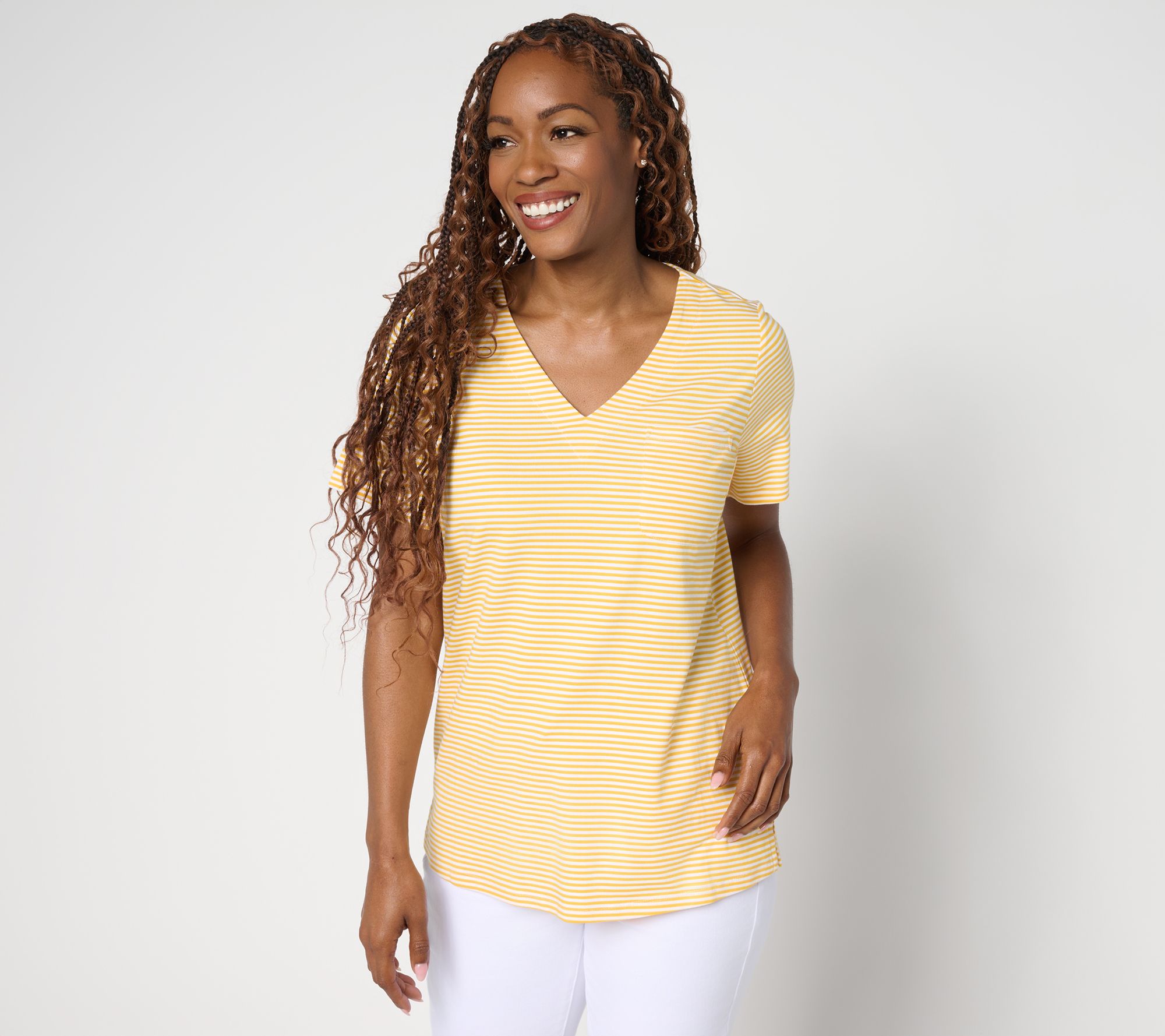 Belle by Kim Gravel Primabelle Knit Mini Stripe Weekender Top