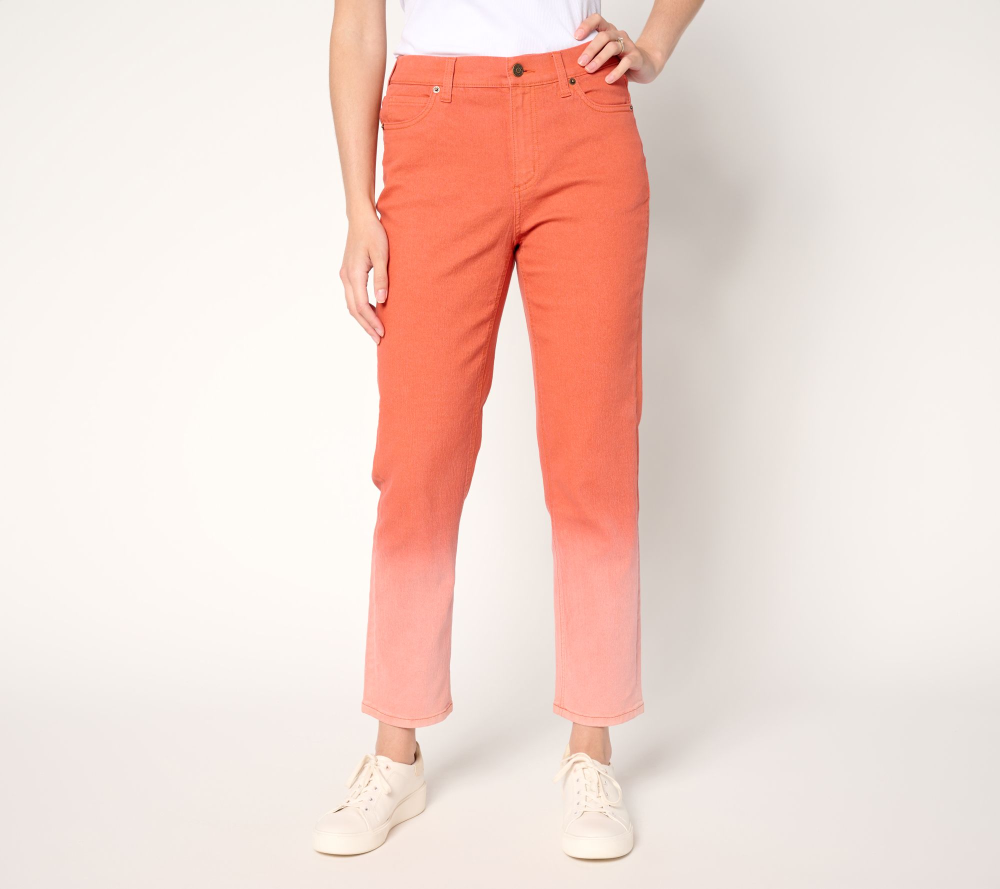 Denim & Co. Regular Color Classic Stretch Dip Dye Ankle Jean