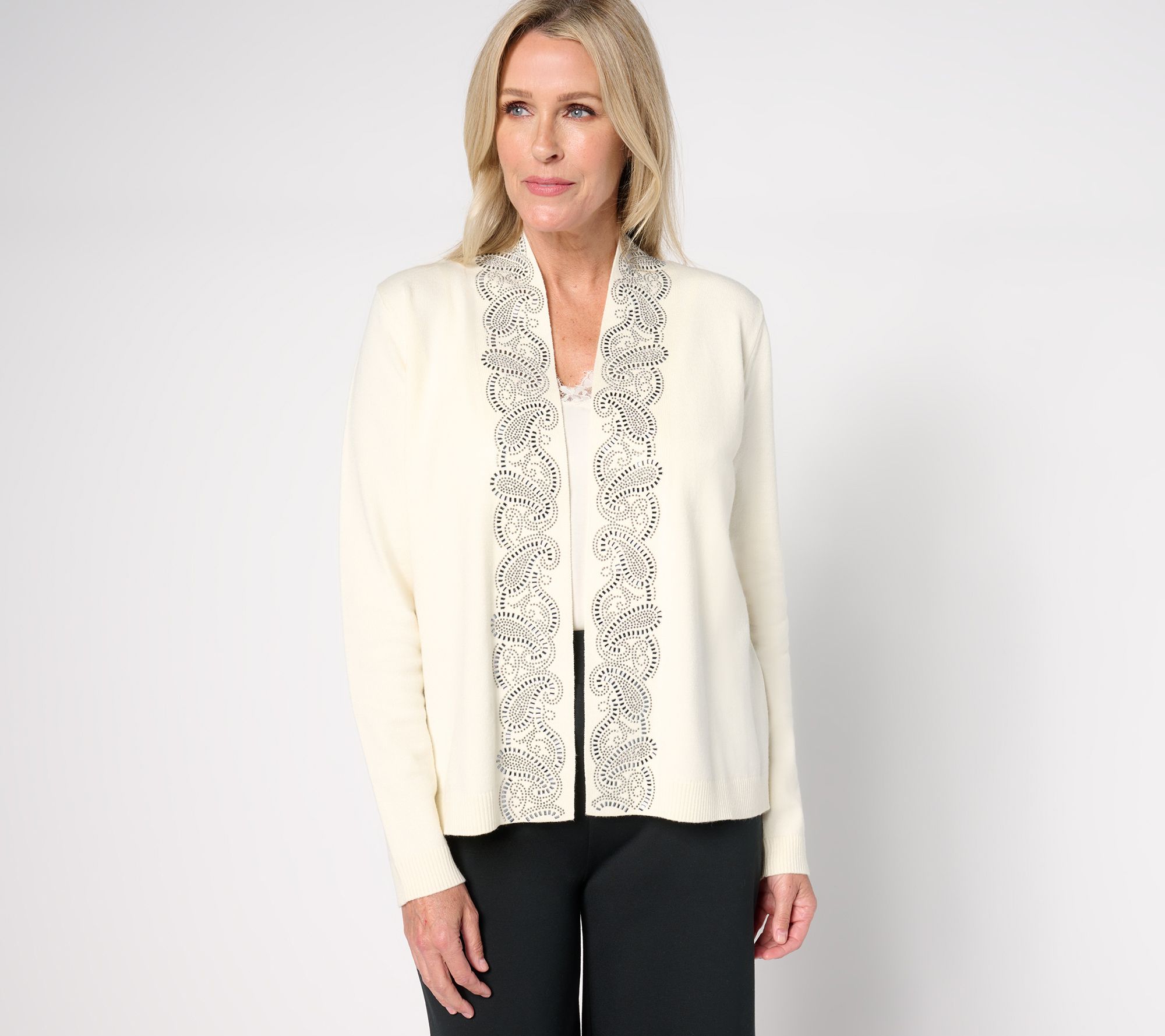 "As Is" Susan Graver Occasions Embellished Cardigan