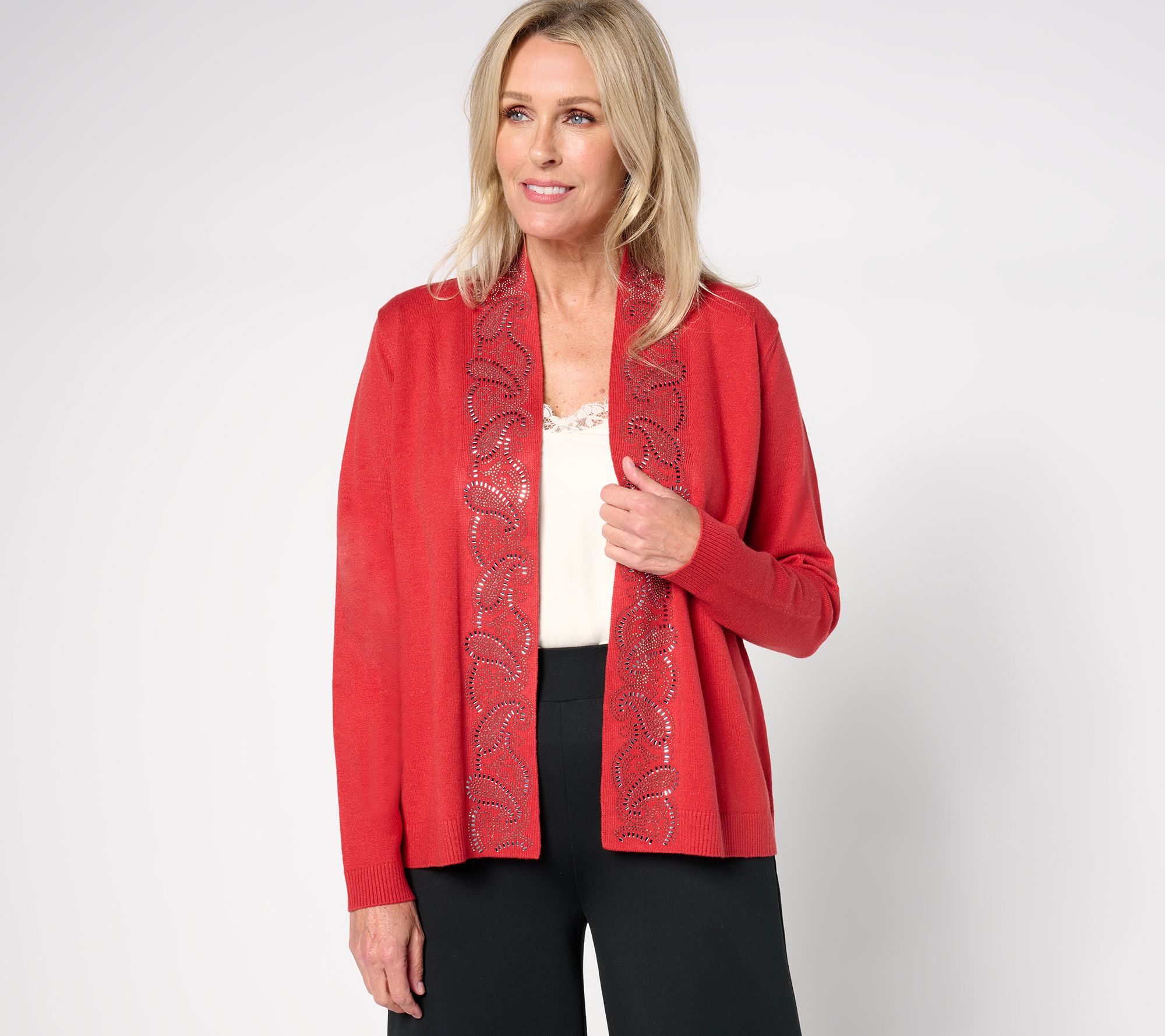 "As Is" Susan Graver Occasions Embellished Cardigan